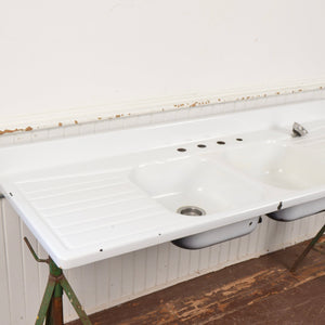 1950's Enamelled Double Draining Board Sink - Salvage-Garden