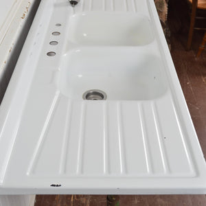 1950's Enamelled Double Draining Board Sink - Salvage-Garden