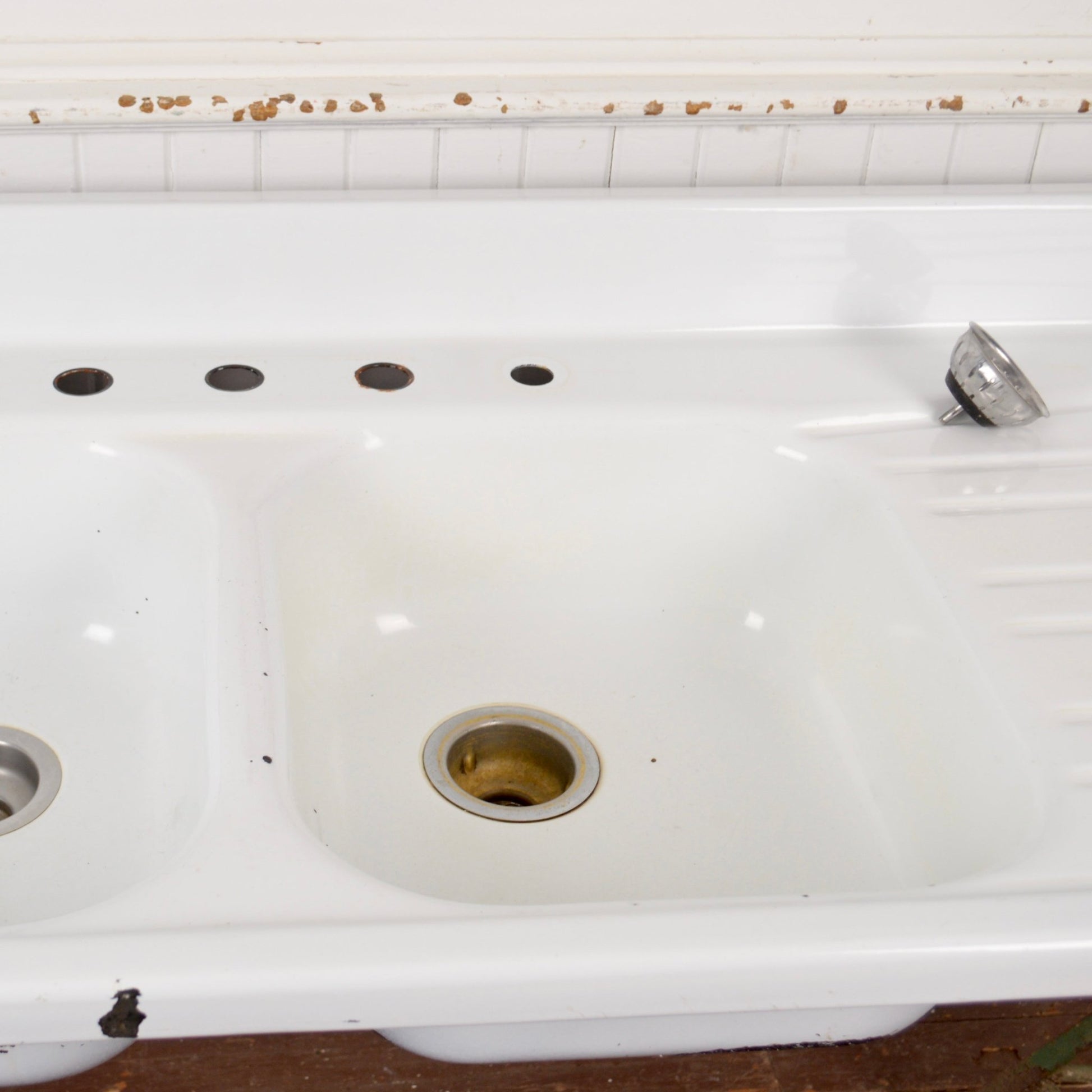 1950's Enamelled Double Draining Board Sink - Salvage-Garden