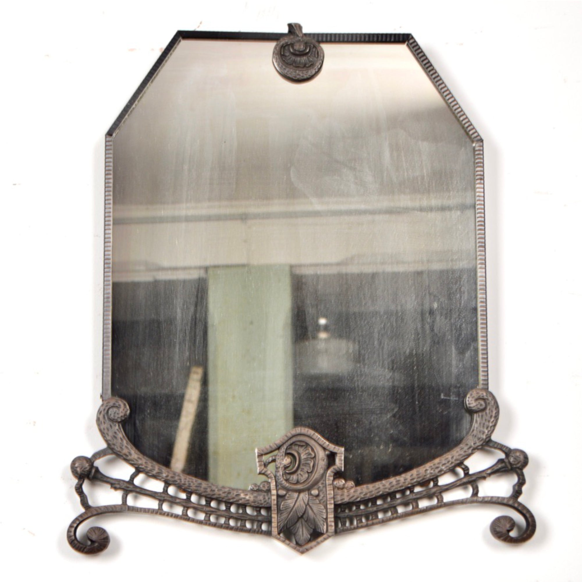 Antique Art Deco Cast Iron Console Table with Matching Mirror
