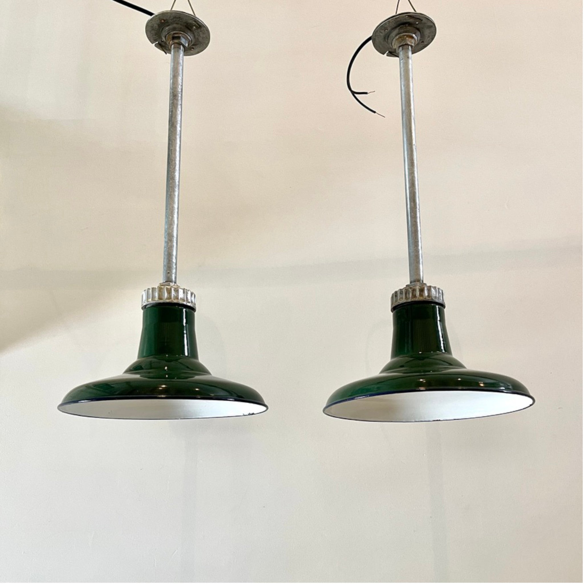 Timeless Design Vintage Benjamin Enamel Pendant Lights - Pair
