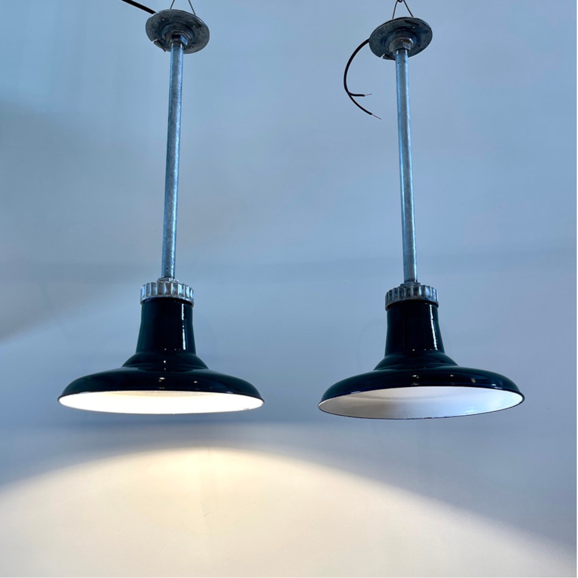 Timeless Design Vintage Benjamin Enamel Pendant Lights - Pair