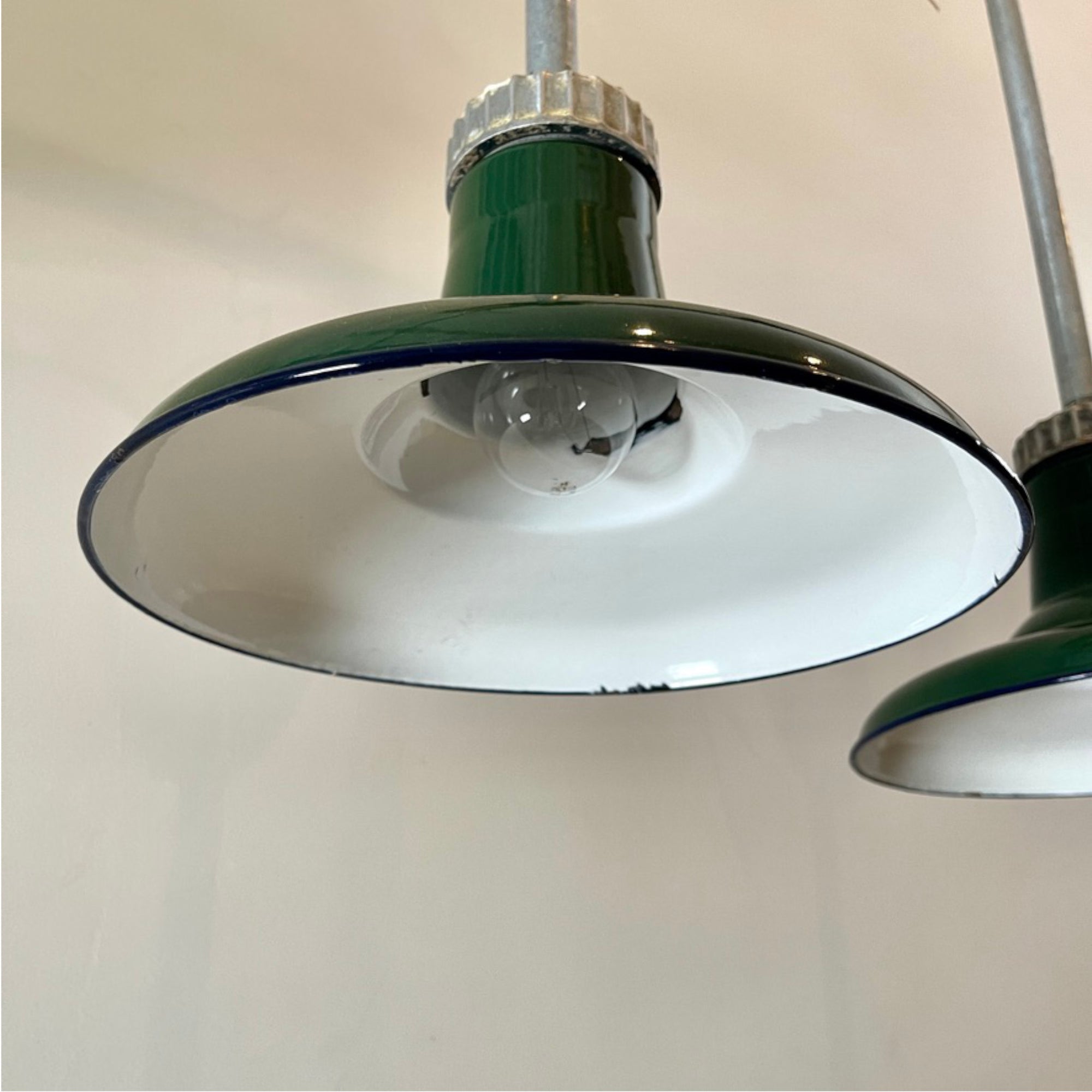 Timeless Design Vintage Benjamin Enamel Pendant Lights - Pair