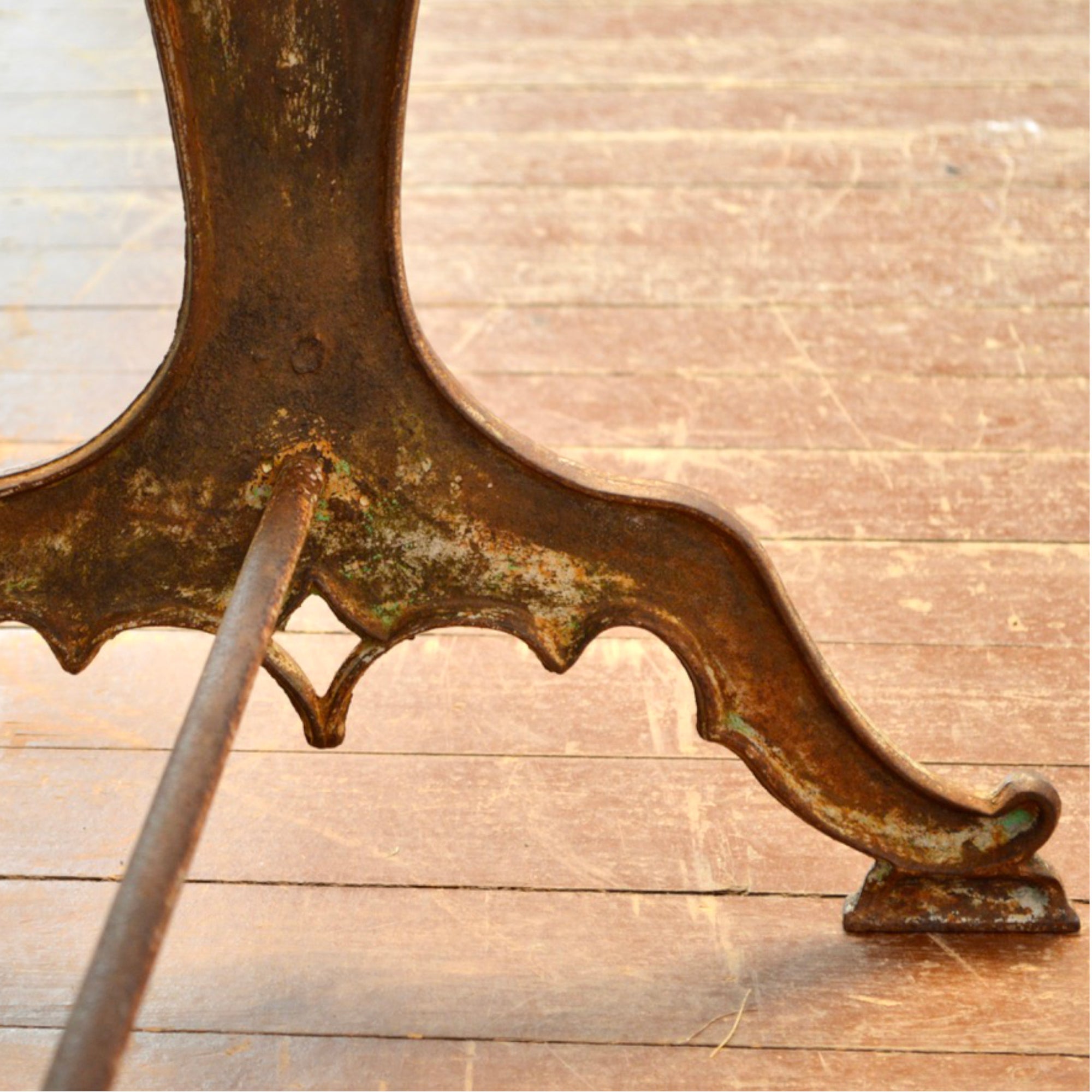 French Cast Iron Bistro Table with Quartzite Top, c.1900