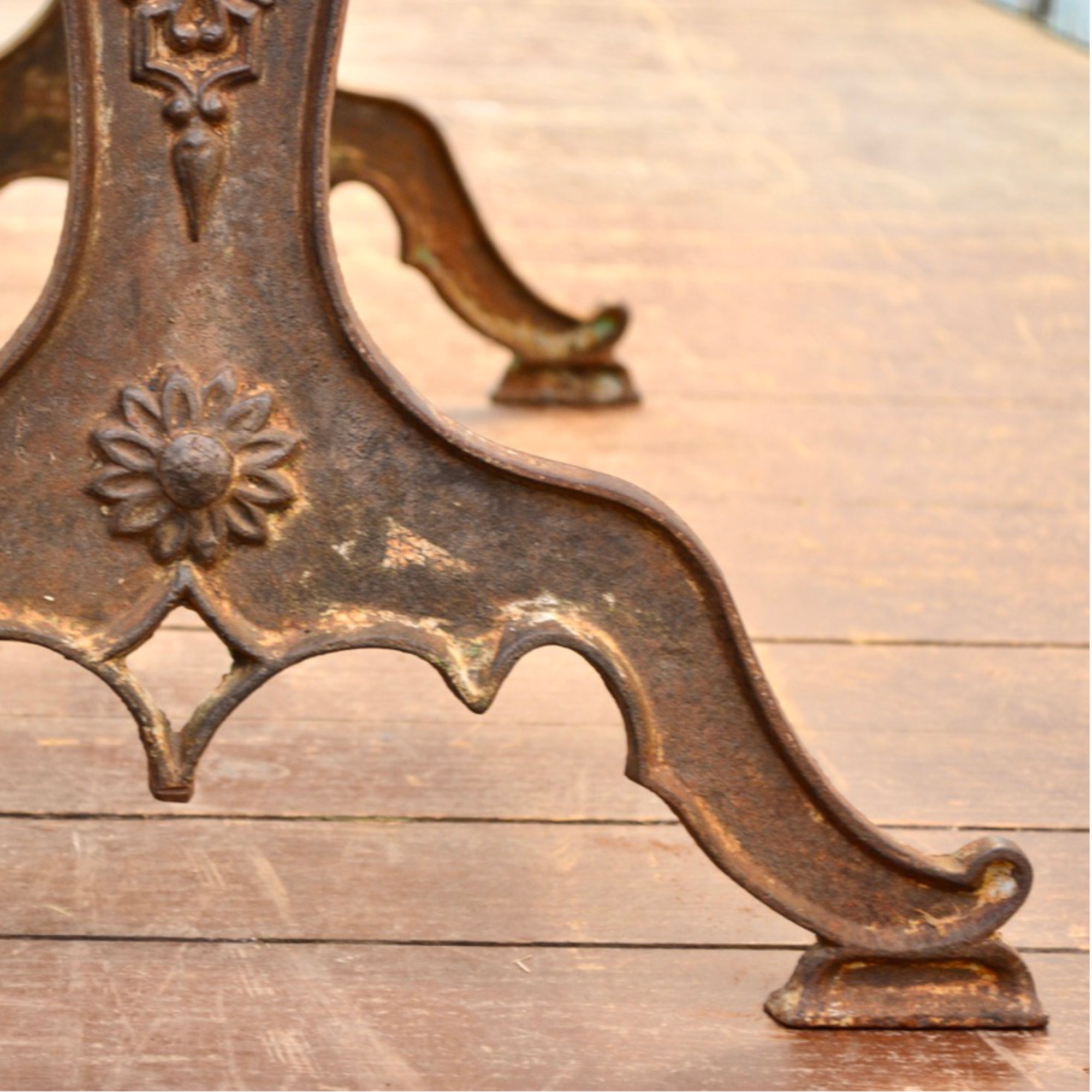 French Cast Iron Bistro Table with Quartzite Top, c.1900