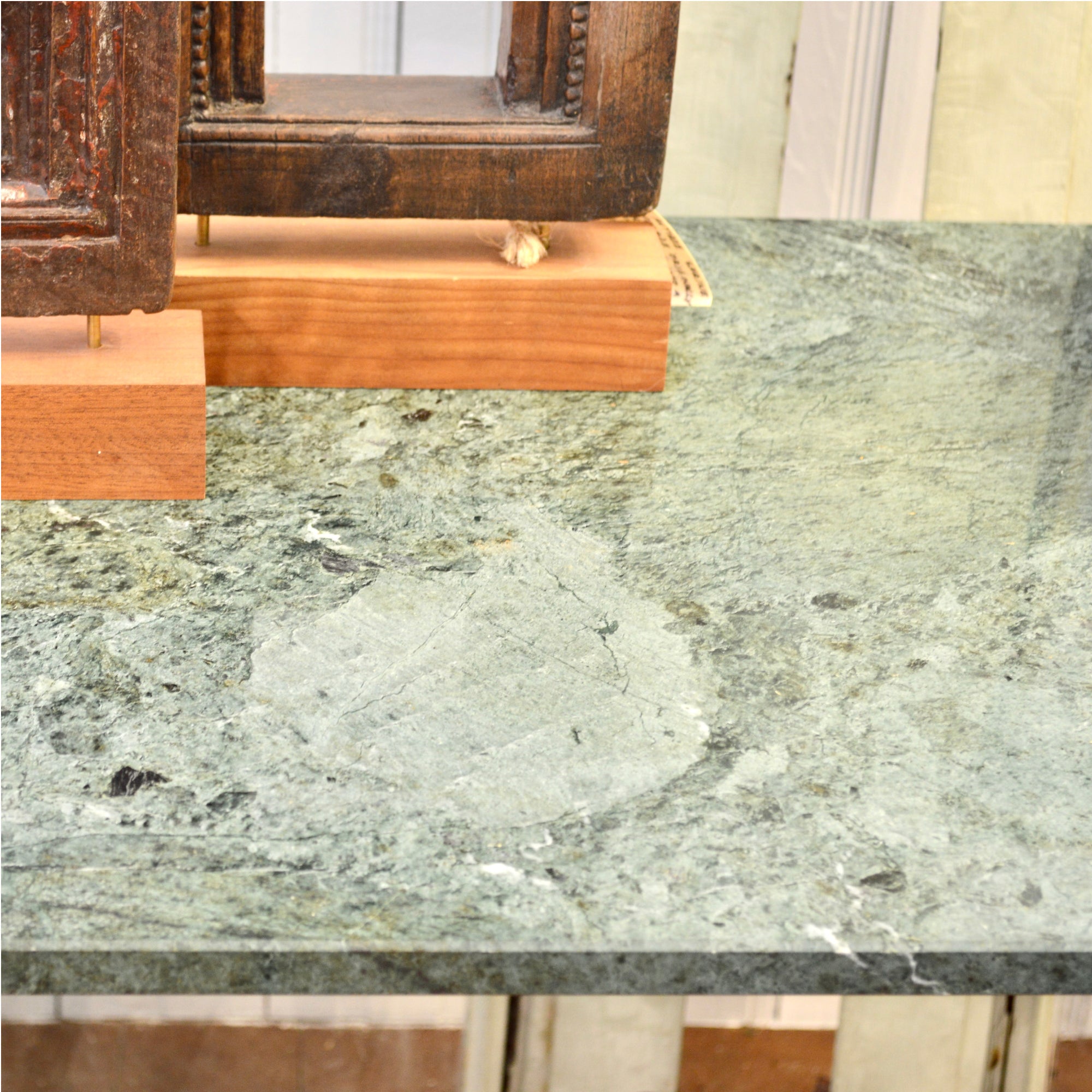French Cast Iron Bistro Table with Quartzite Top, c.1900