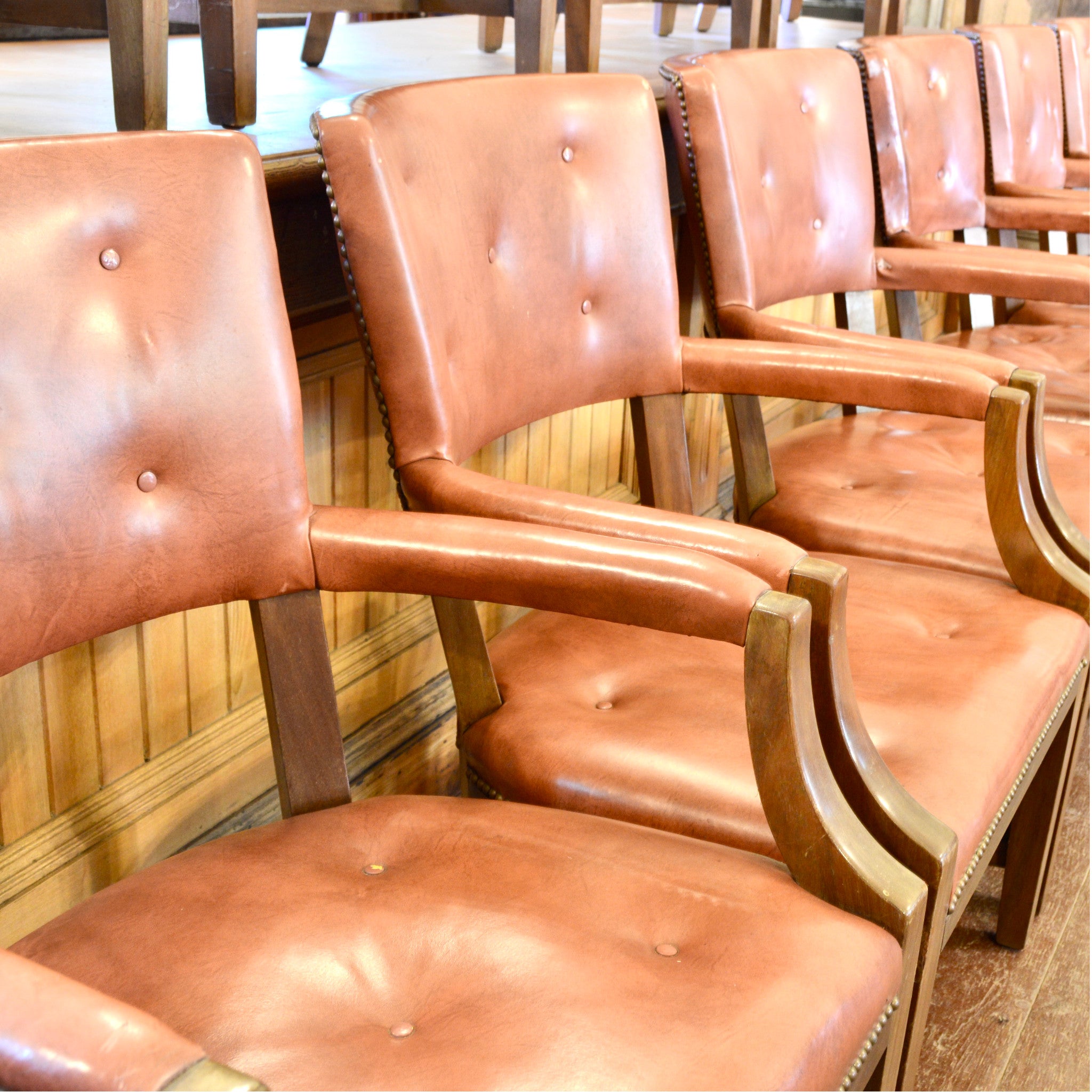 Vintage Executive Leather Arm Chairs – Set of 12