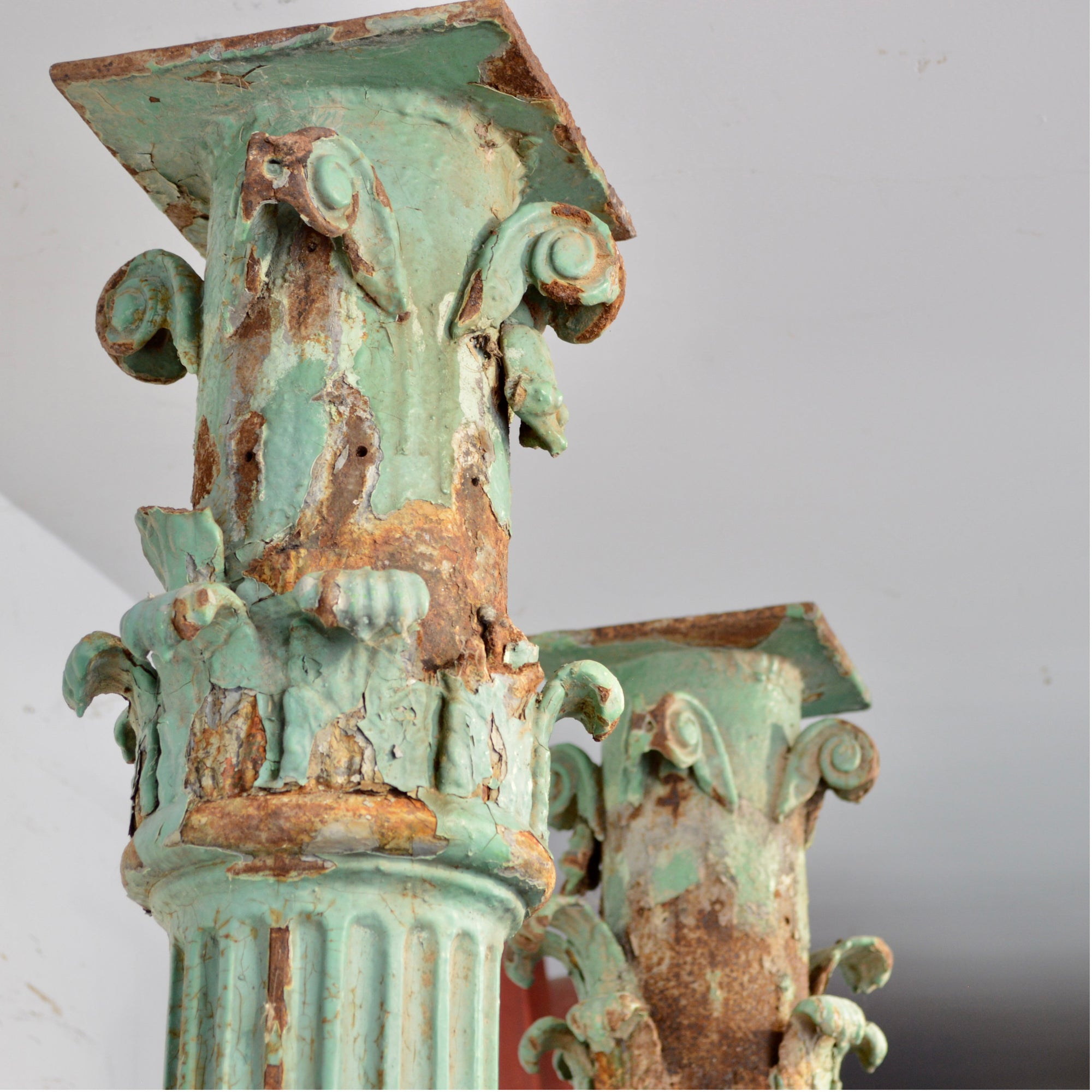 Pair of 19th Century Cast Iron Fluted Pillars with Corinthian Capitals