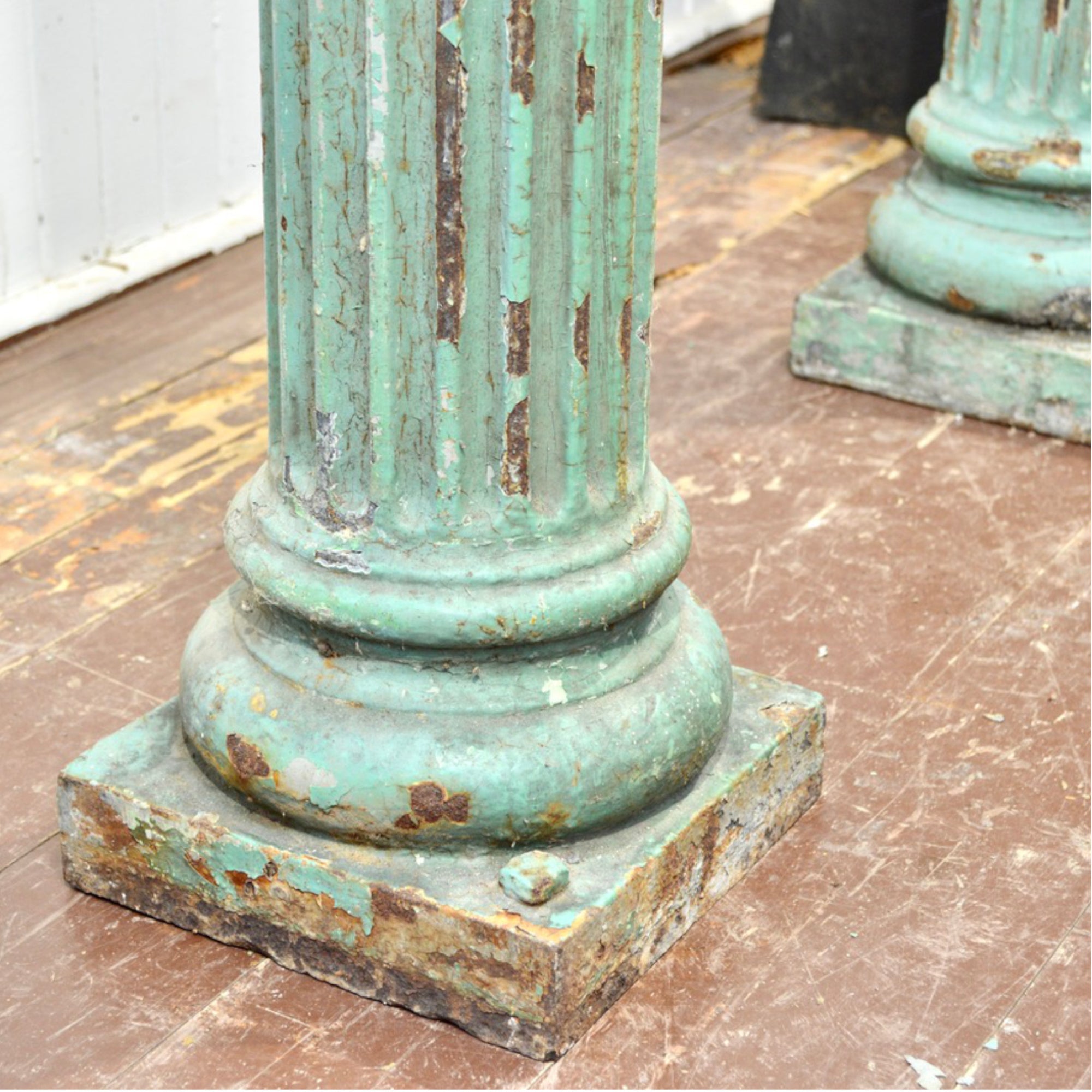 Pair of 19th Century Cast Iron Fluted Pillars with Corinthian Capitals