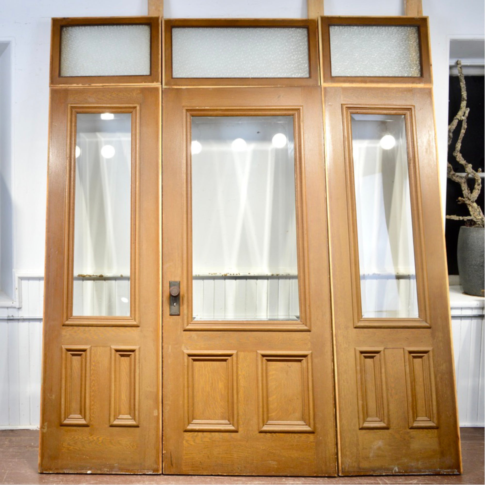 Salvaged Vestibule Door With Side Lights and Transom Windows