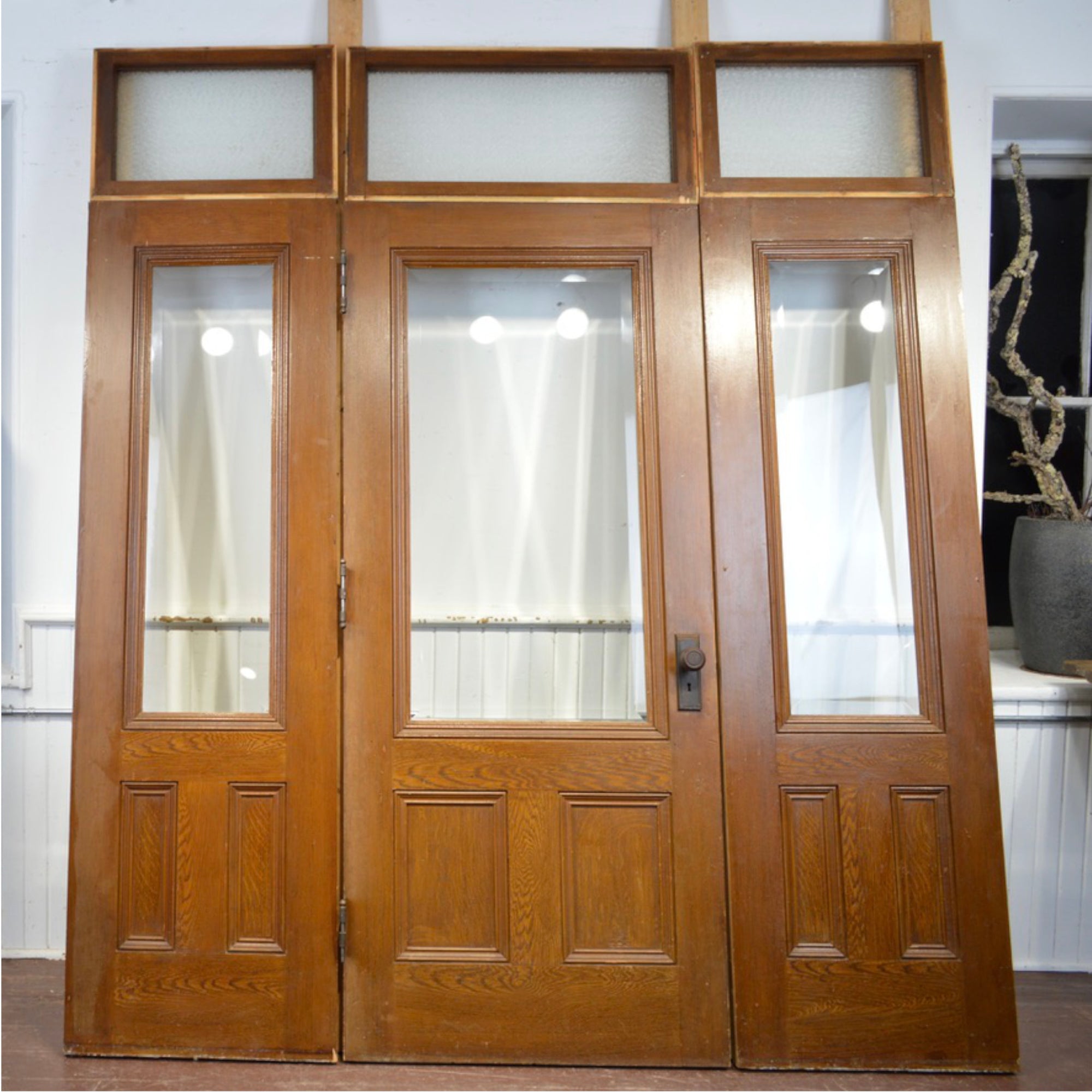 Salvaged Vestibule Door With Side Lights and Transom Windows