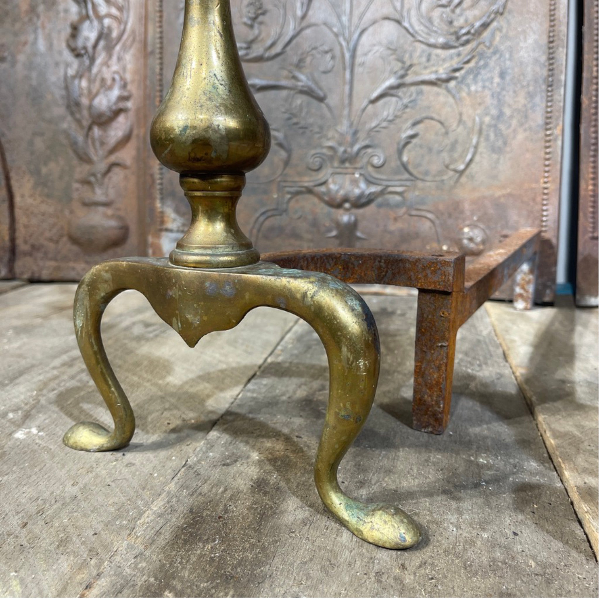 Vintage Federal Style Cast Brass Adirons