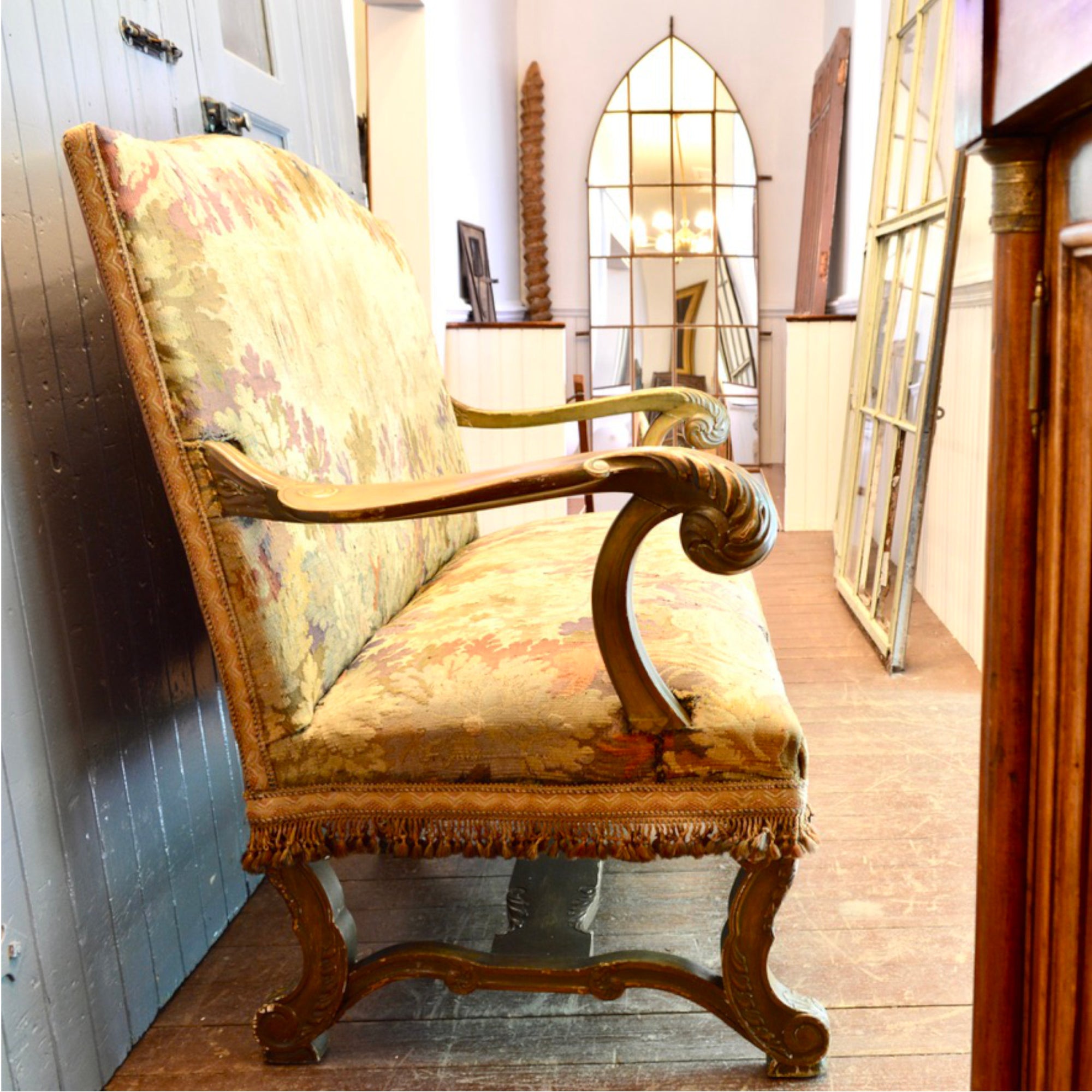 French Louis XV Revival Settee with Aubusson Tapestry, c. 1860–1890