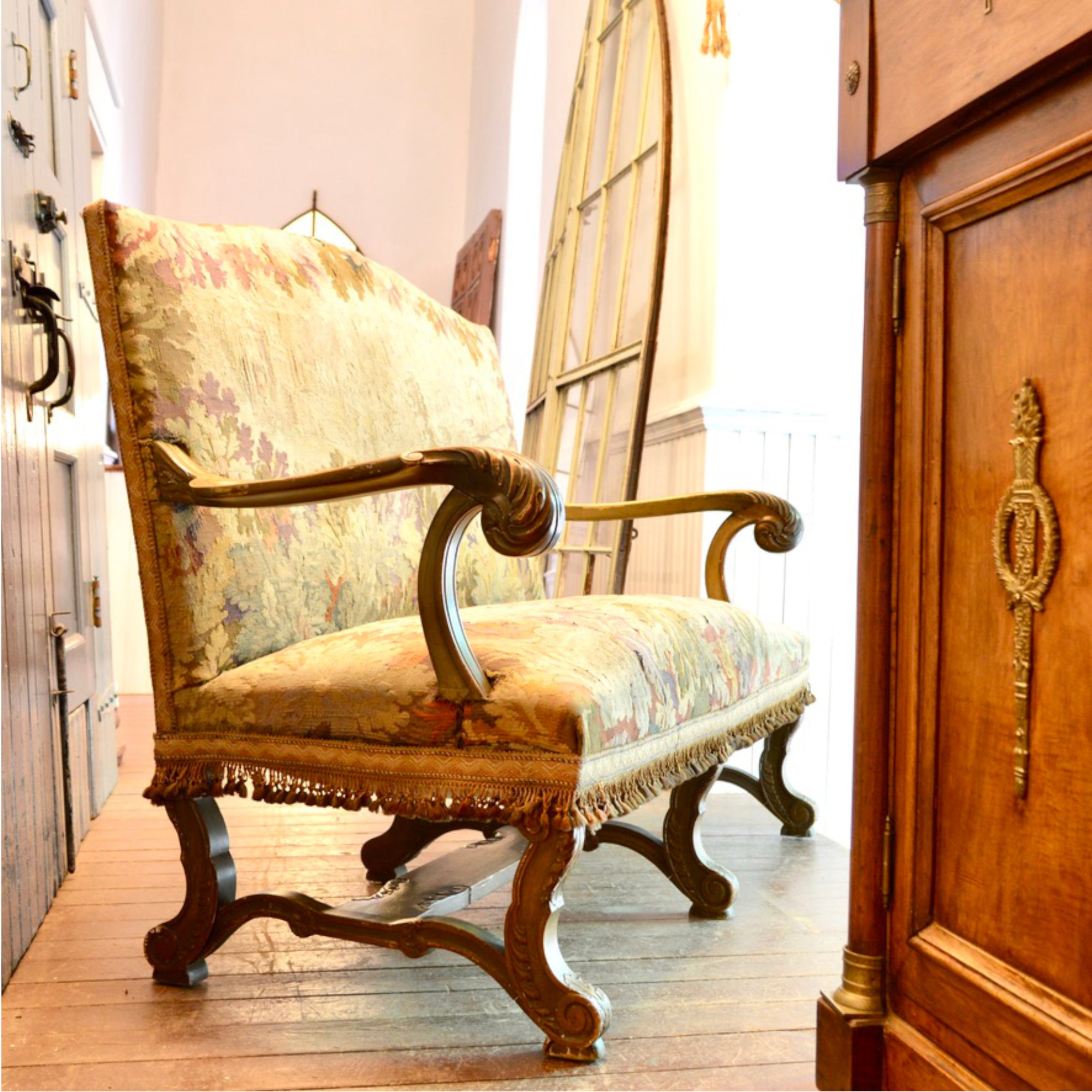 French Louis XV Revival Settee with Aubusson Tapestry, c. 1860–1890