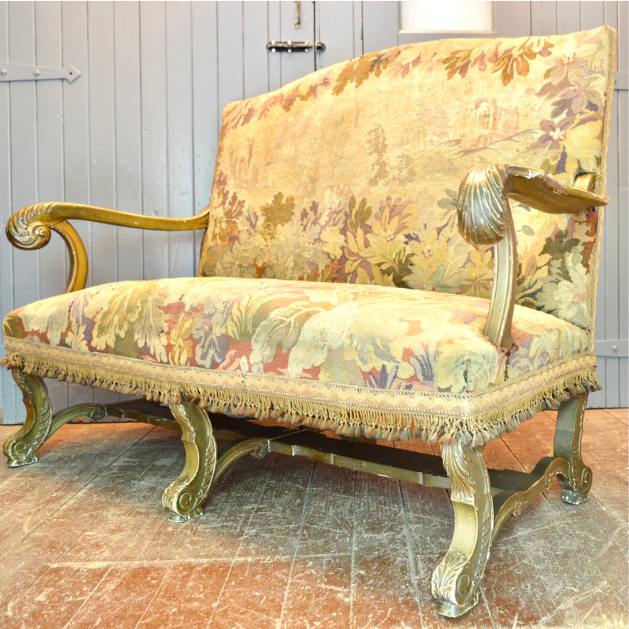 French Louis XV Revival Settee with Aubusson Tapestry, c. 1860–1890