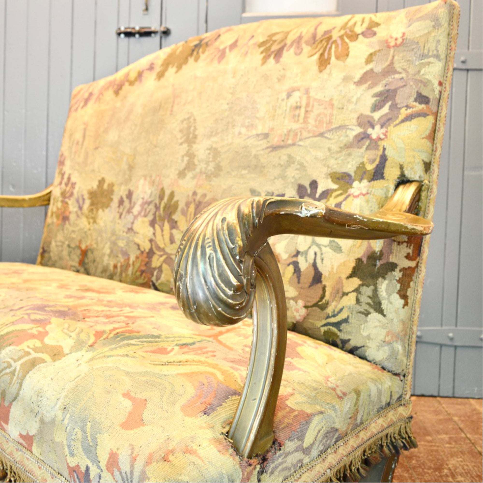 French Louis XV Revival Settee with Aubusson Tapestry, c. 1860–1890