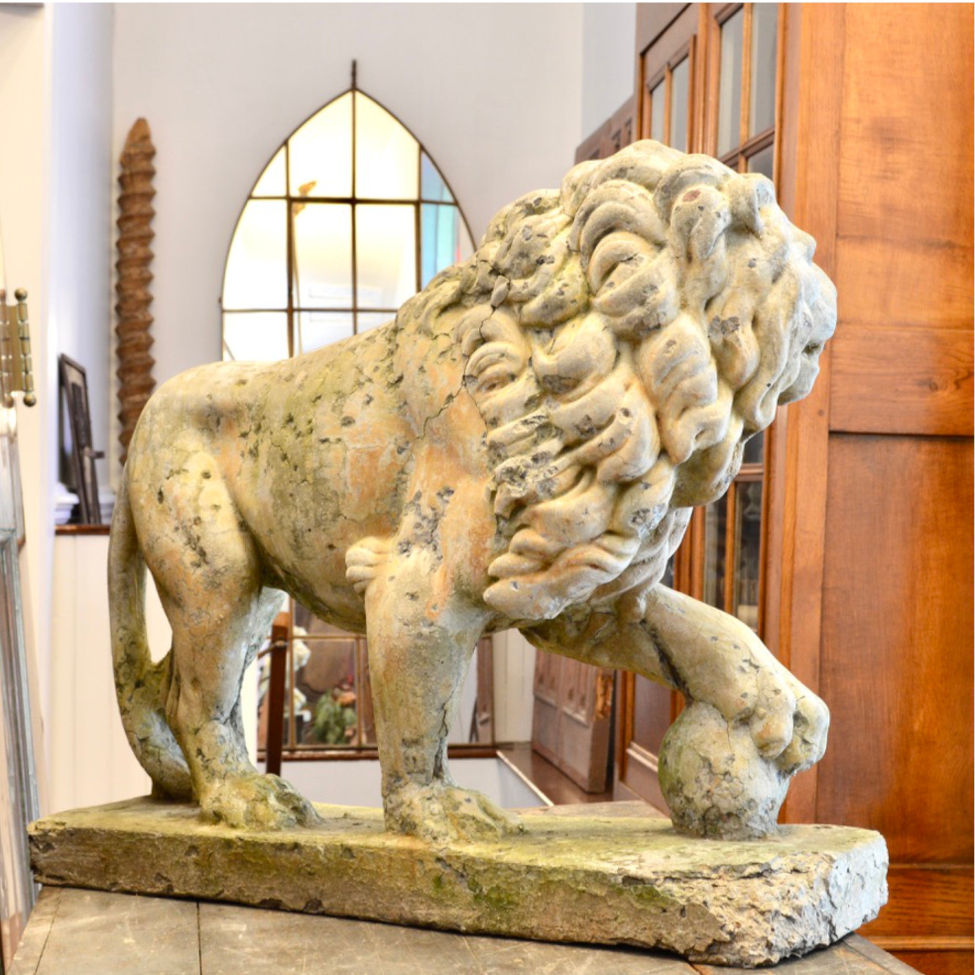 Weathered Cast Stone Lion