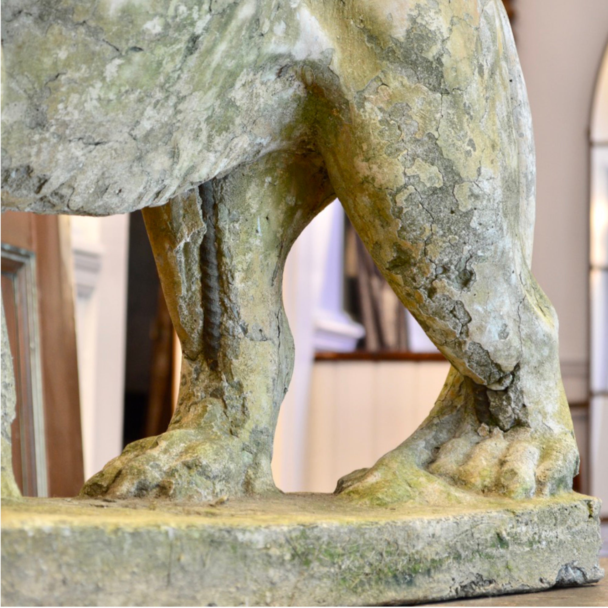 Weathered Cast Stone Lion