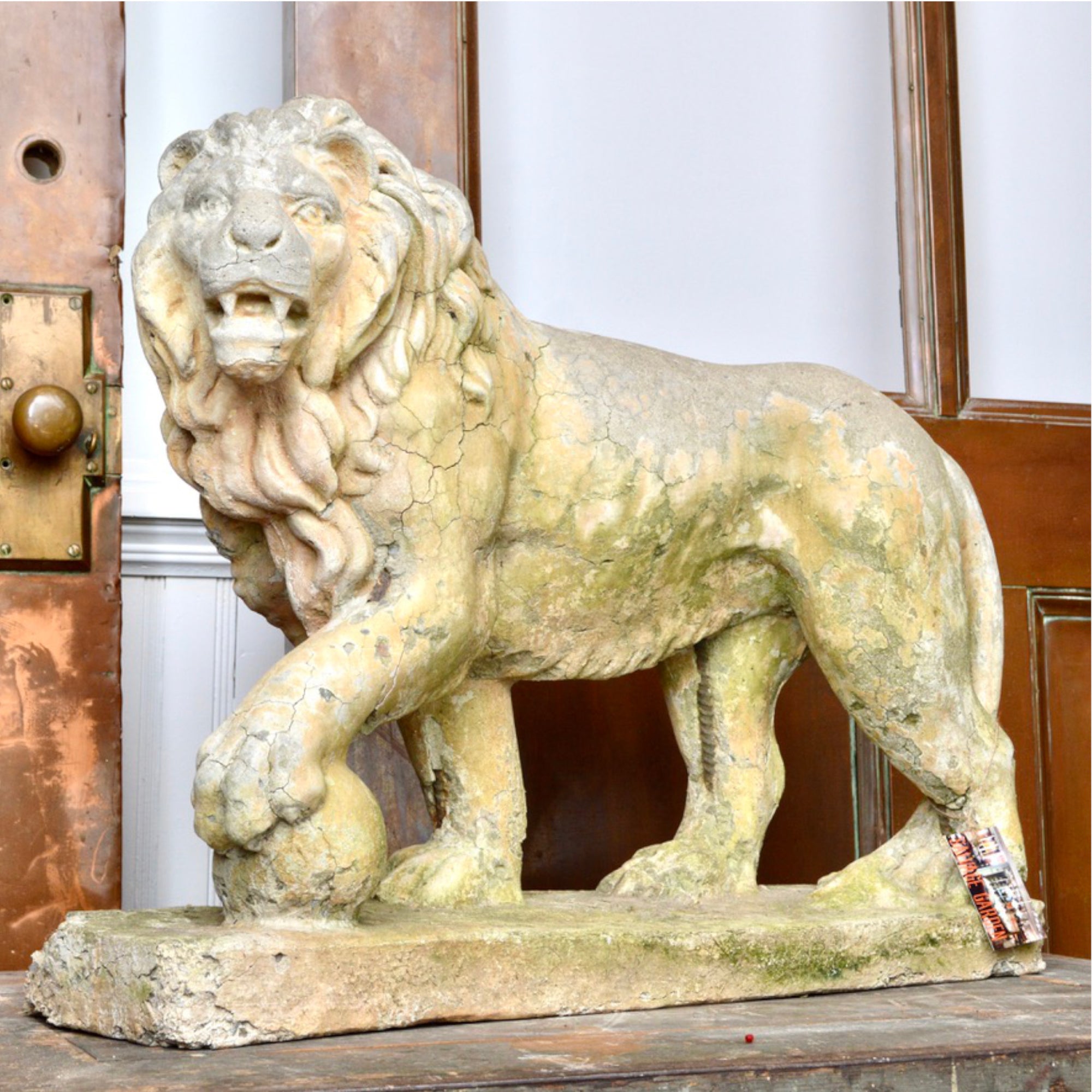 Weathered Cast Stone Lion