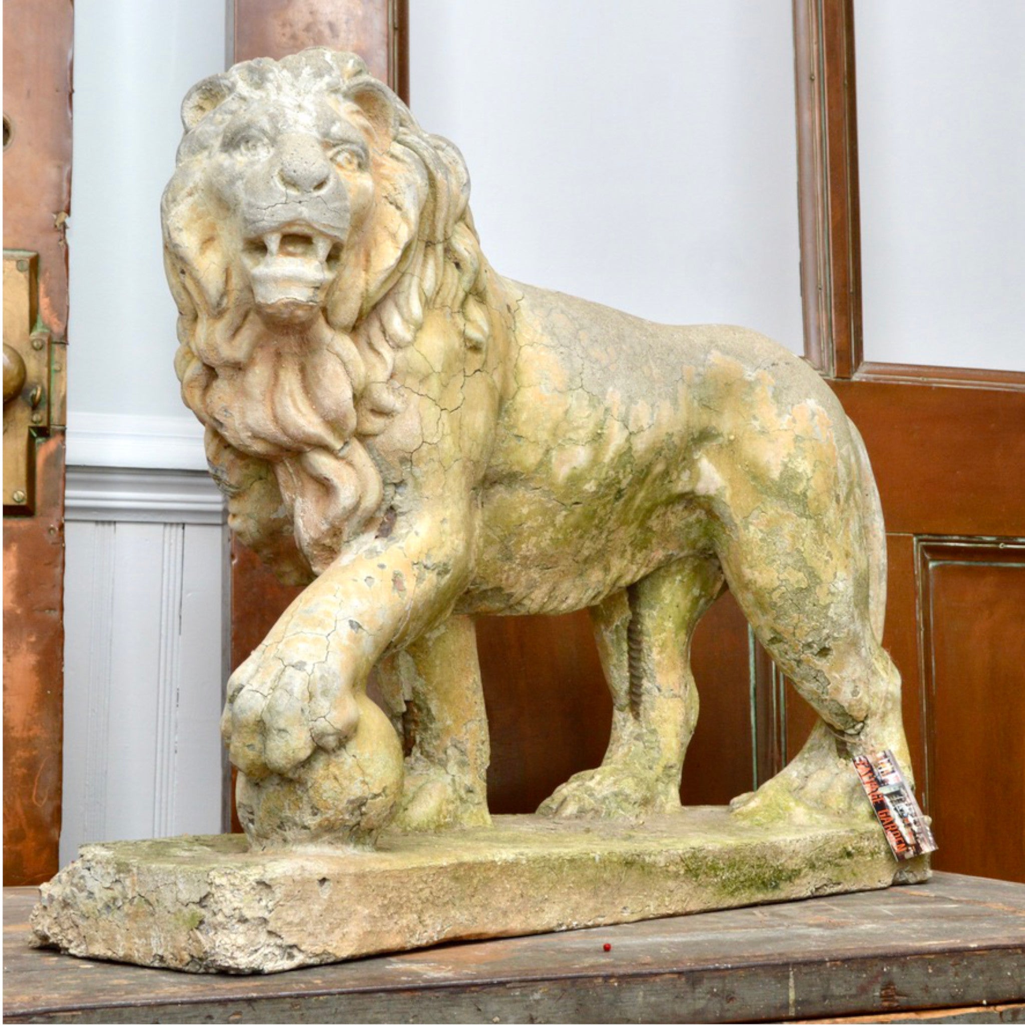 Weathered Cast Stone Lion