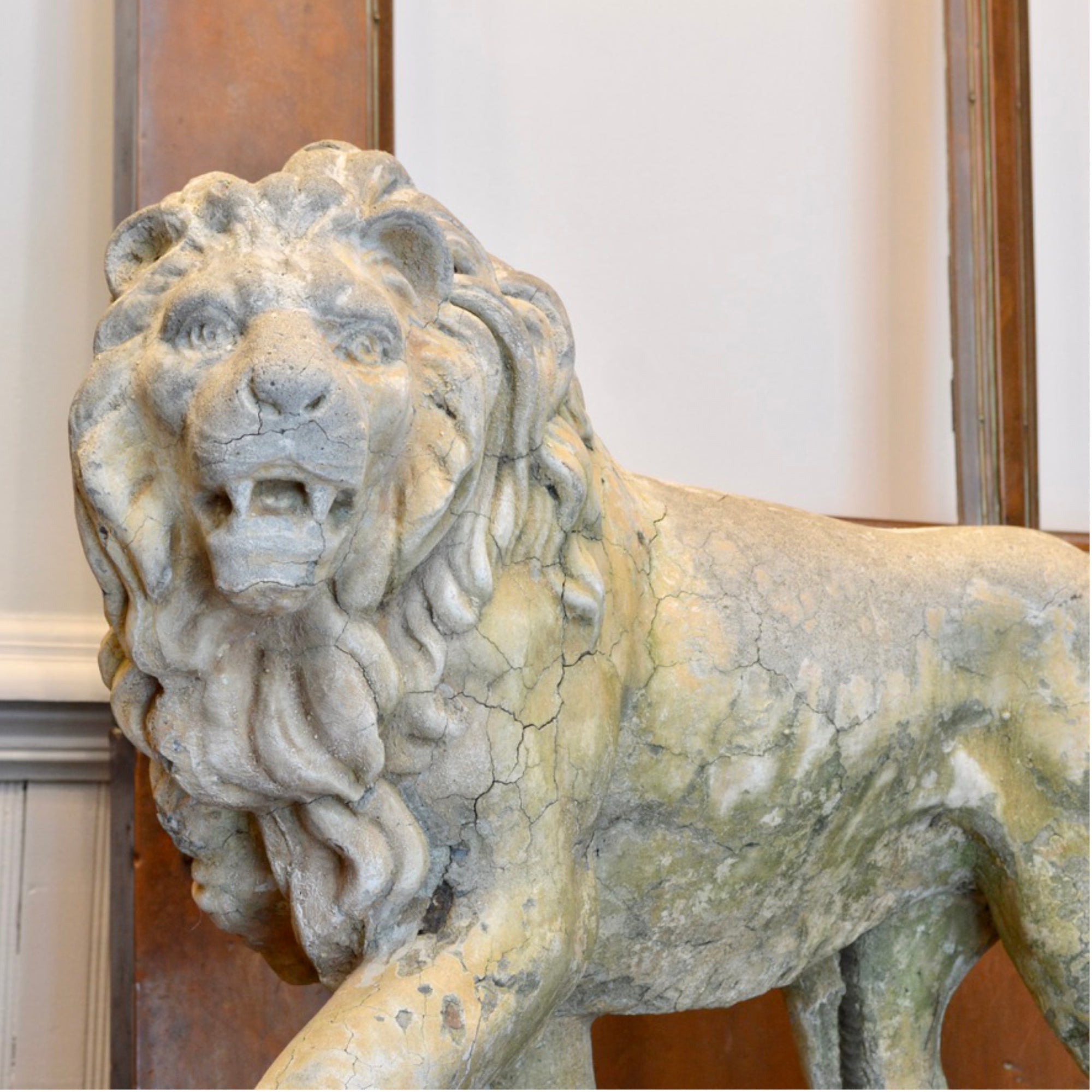 Weathered Cast Stone Lion