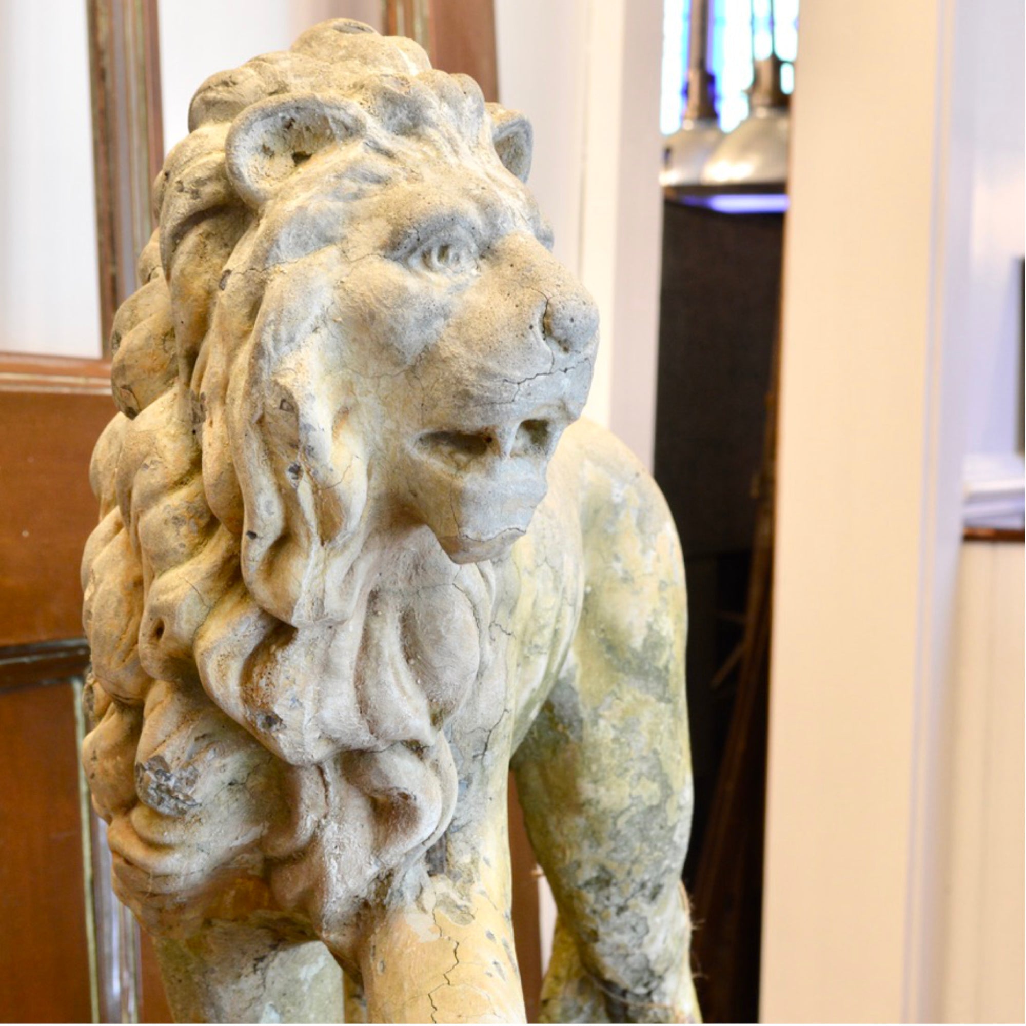 Weathered Cast Stone Lion