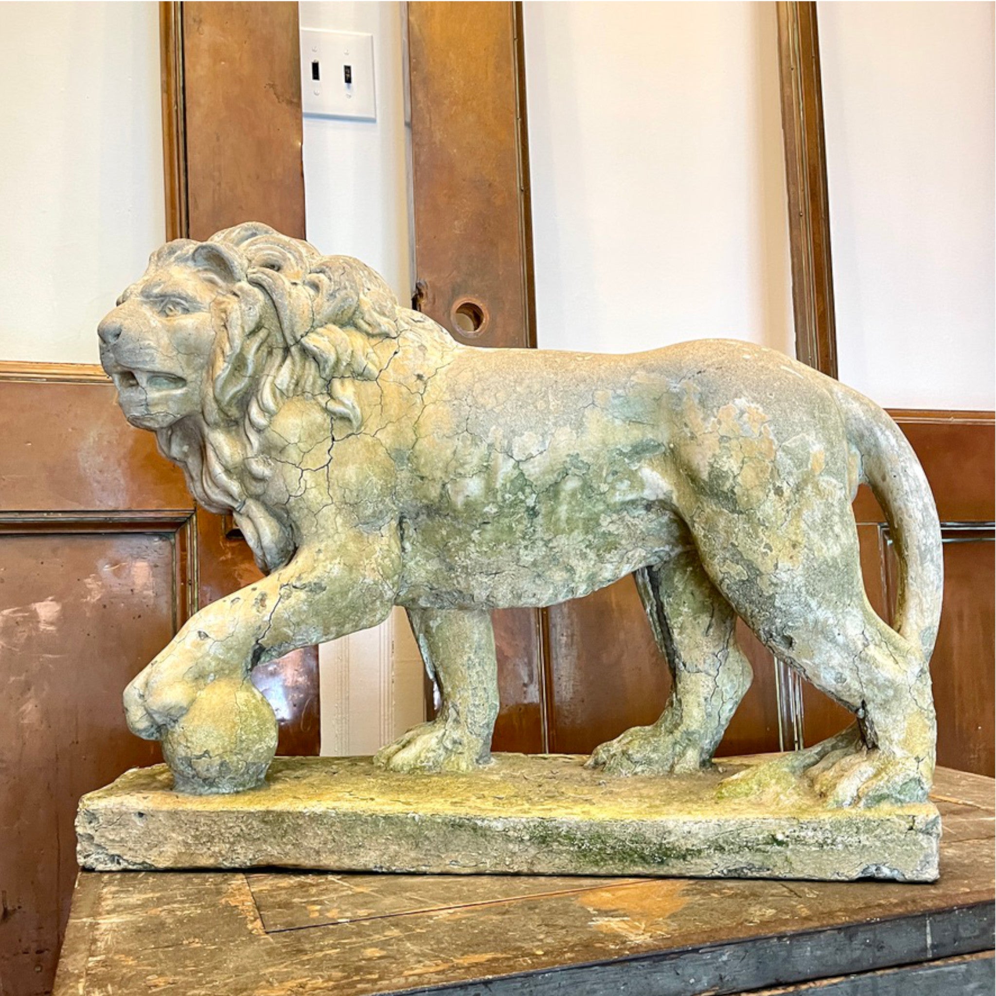 Weathered Cast Stone Lion