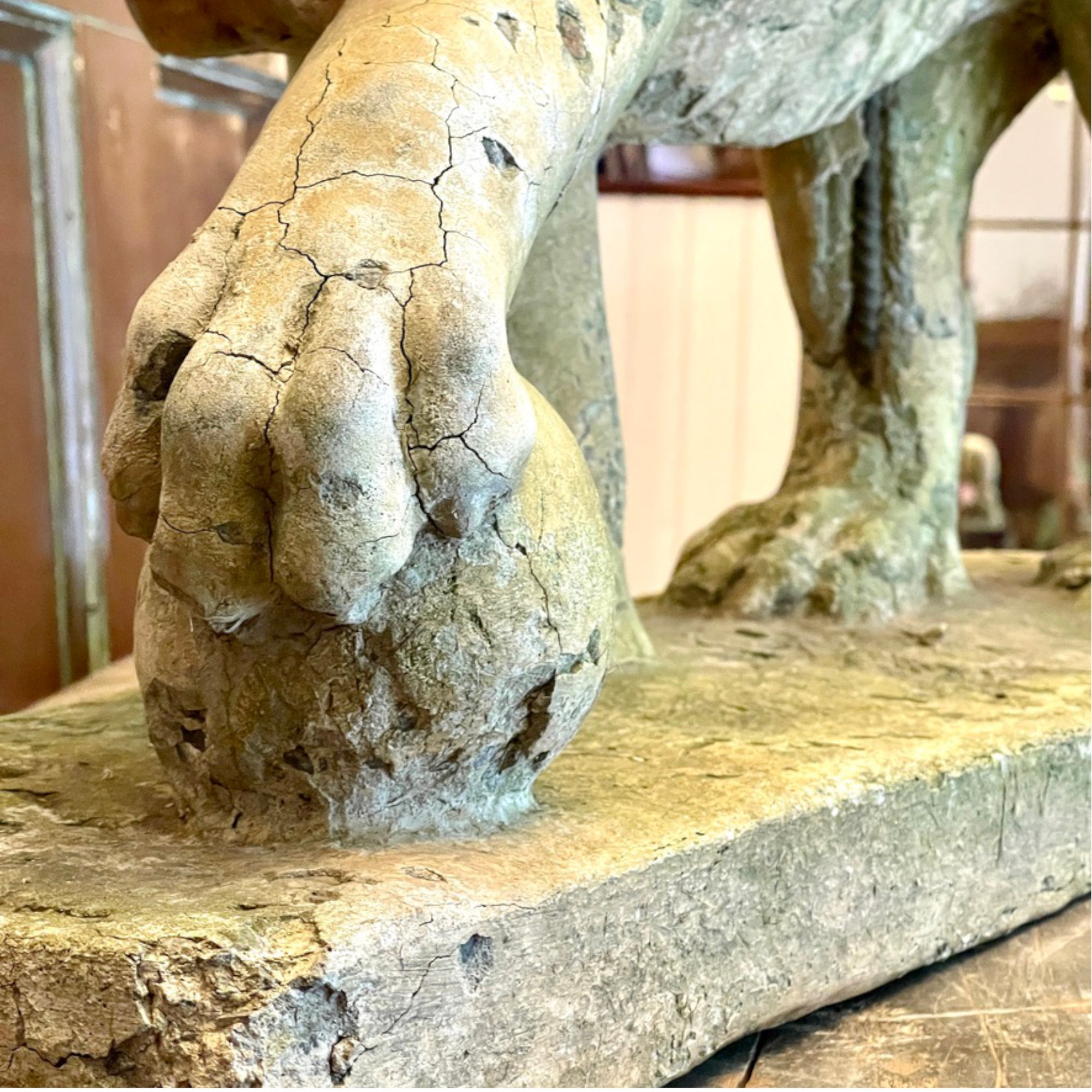 Weathered Cast Stone Lion