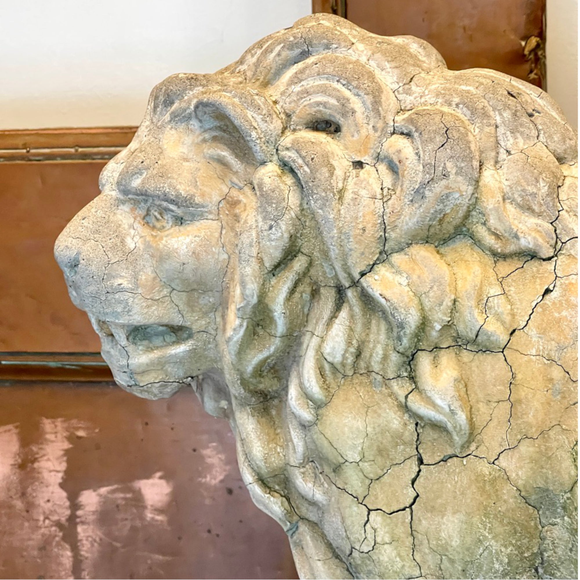 Weathered Cast Stone Lion