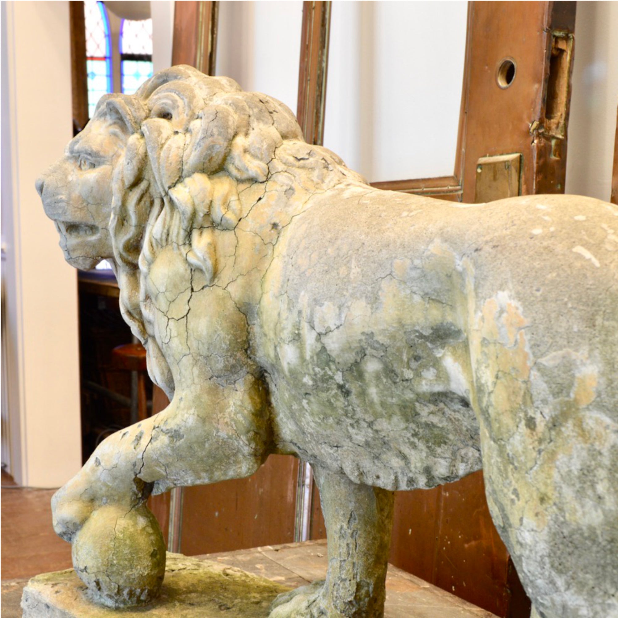 Weathered Cast Stone Lion