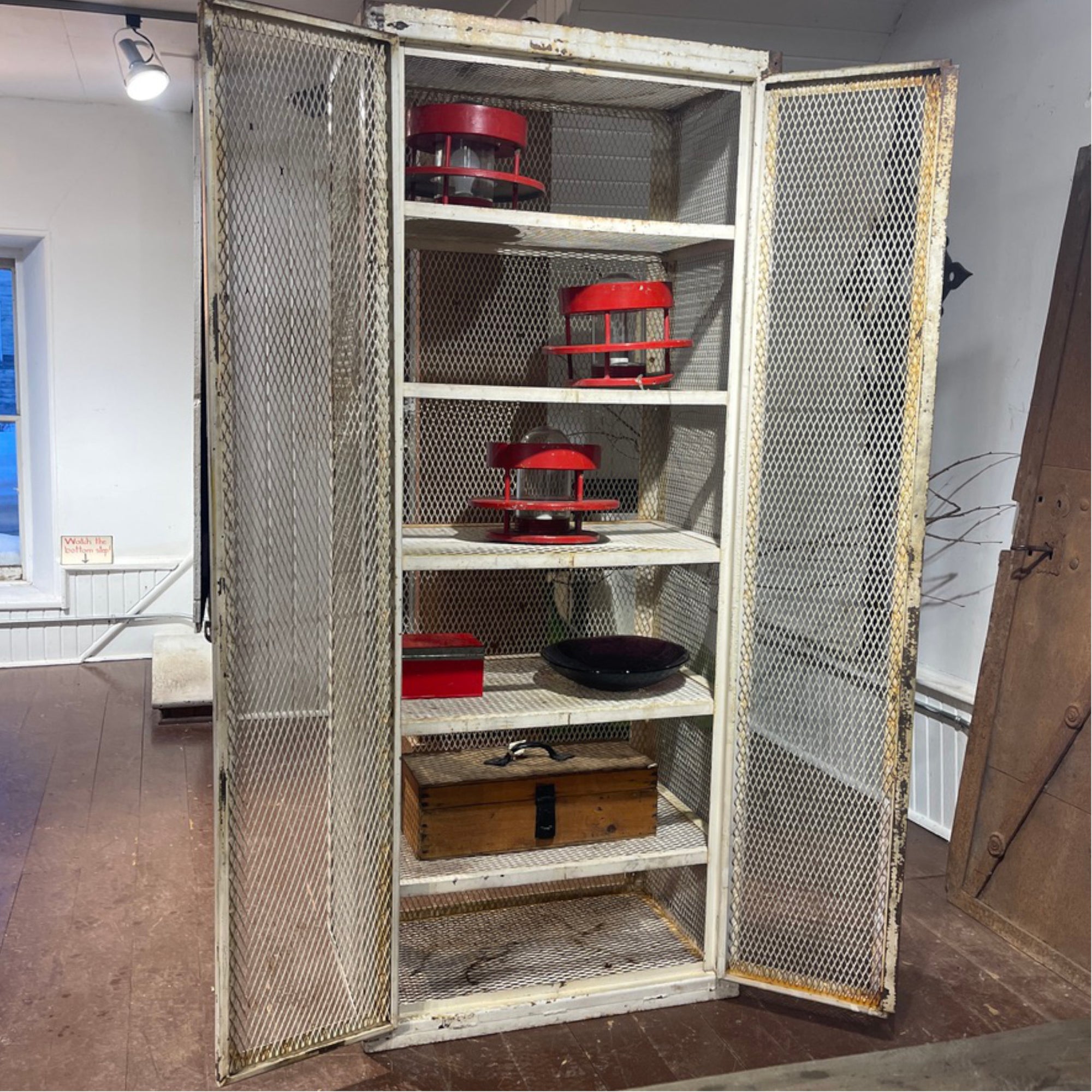 Vintage Industrial Mesh Cabinet
