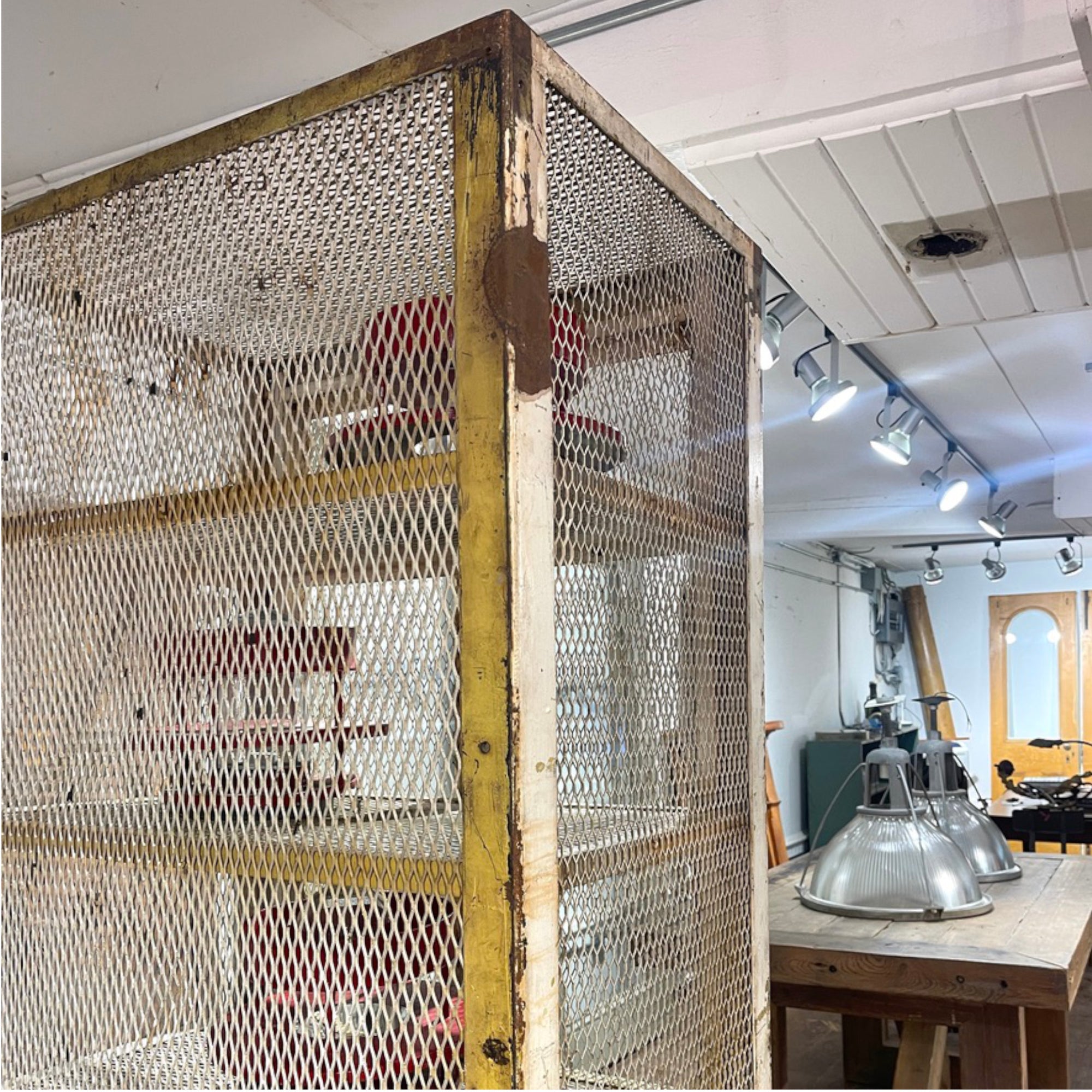Vintage Industrial Mesh Cabinet