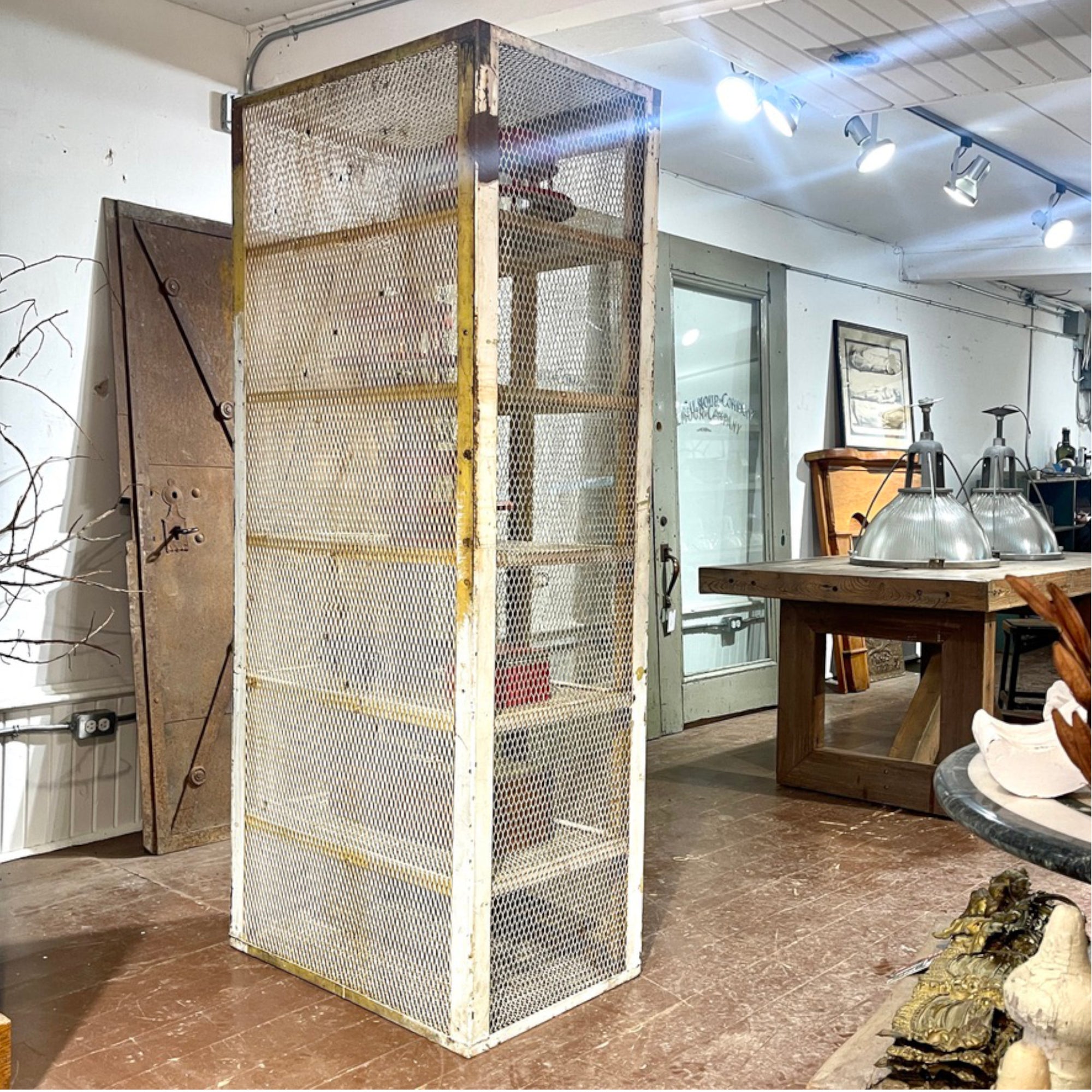 Vintage Industrial Mesh Cabinet