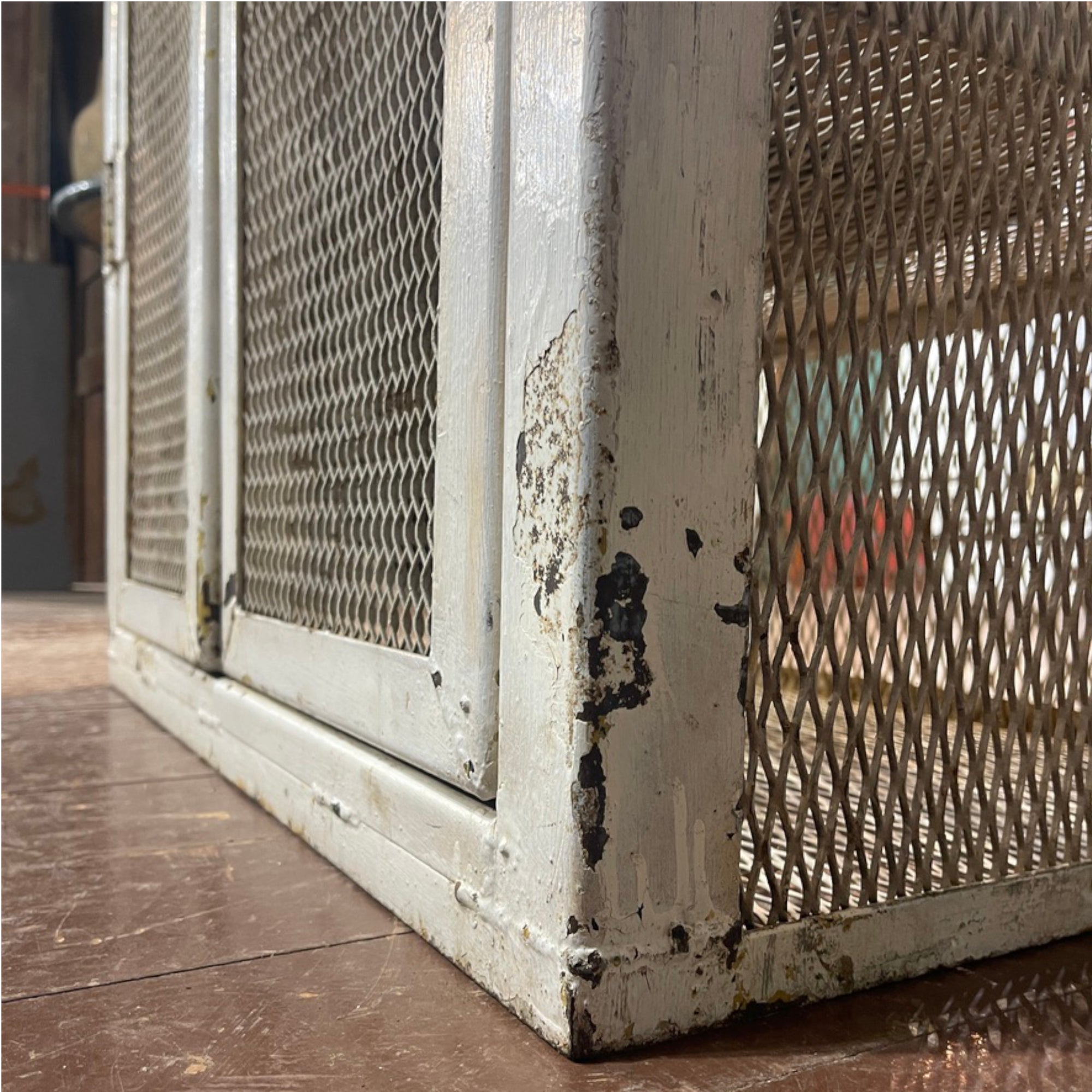 Vintage Industrial Mesh Cabinet