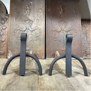 19th Century Arts & Crafts Forged Iron Andirons