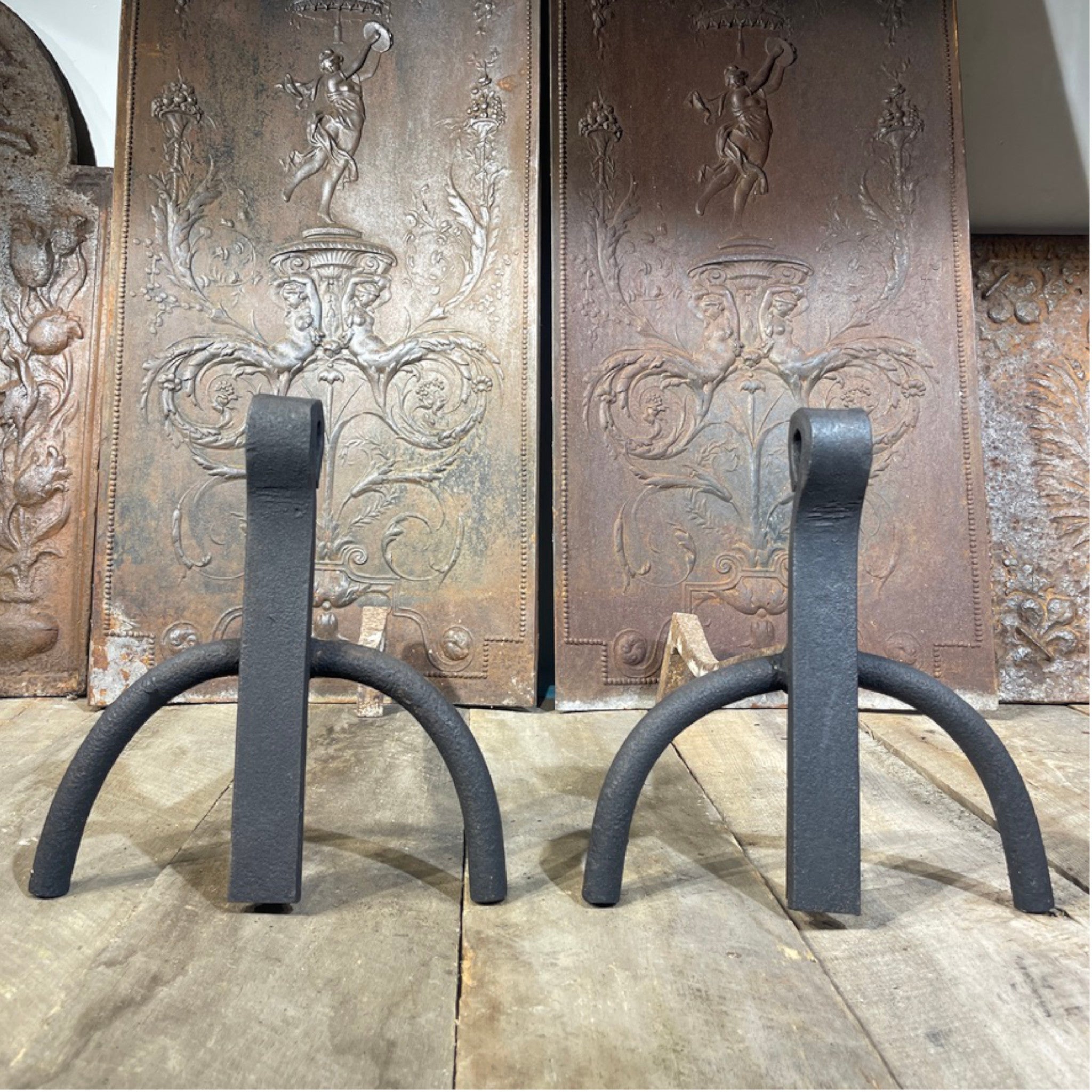 19th Century Arts & Crafts Forged Iron Andirons