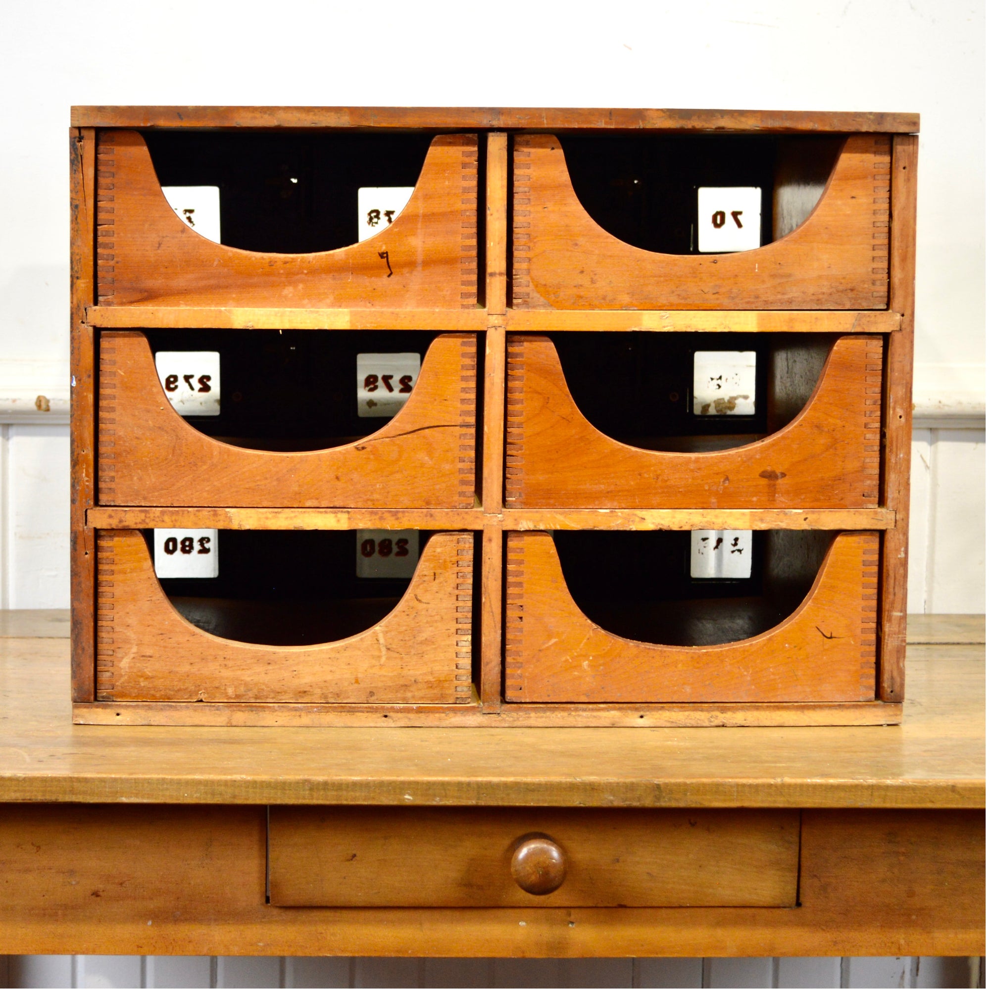 Antique 6 Drawer Interoffice Mail Box