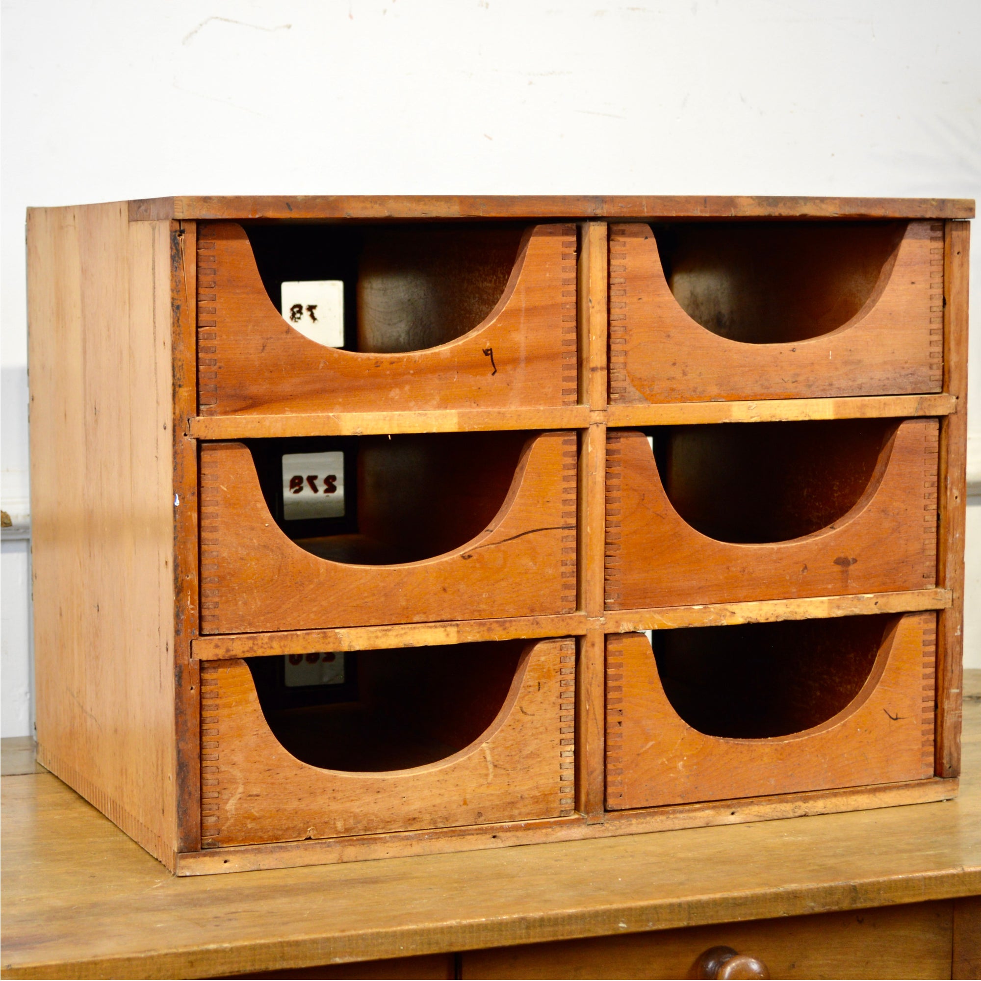 Antique 6 Drawer Interoffice Mail Box