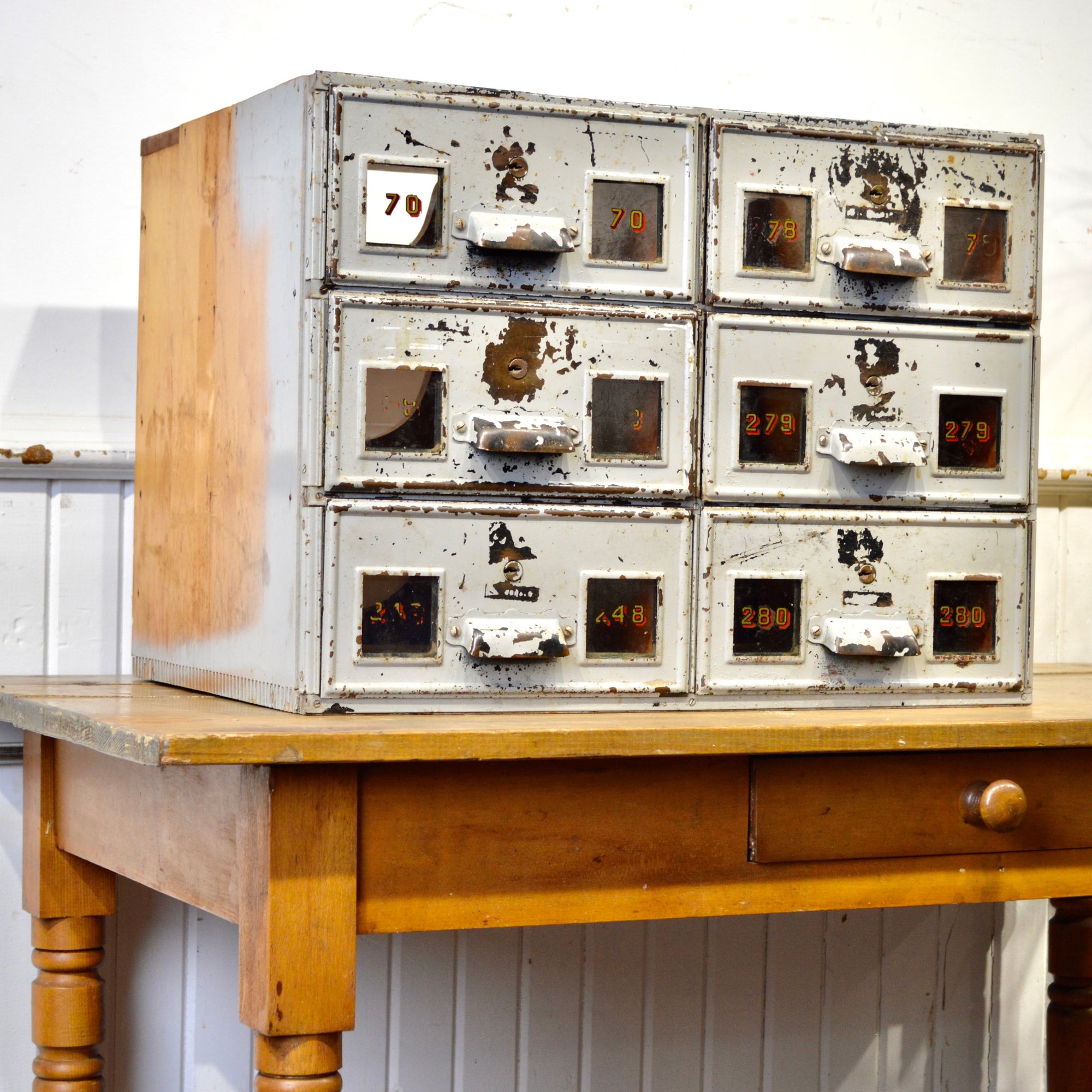 Antique 6 Drawer Interoffice Mail Box