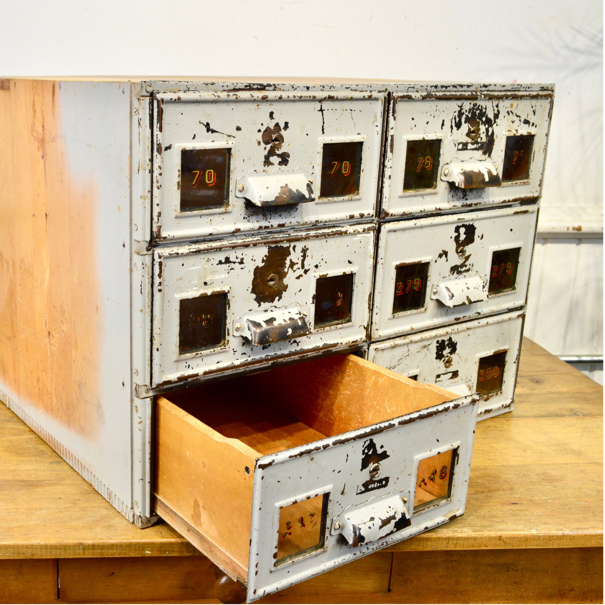 Antique 6 Drawer Interoffice Mail Box