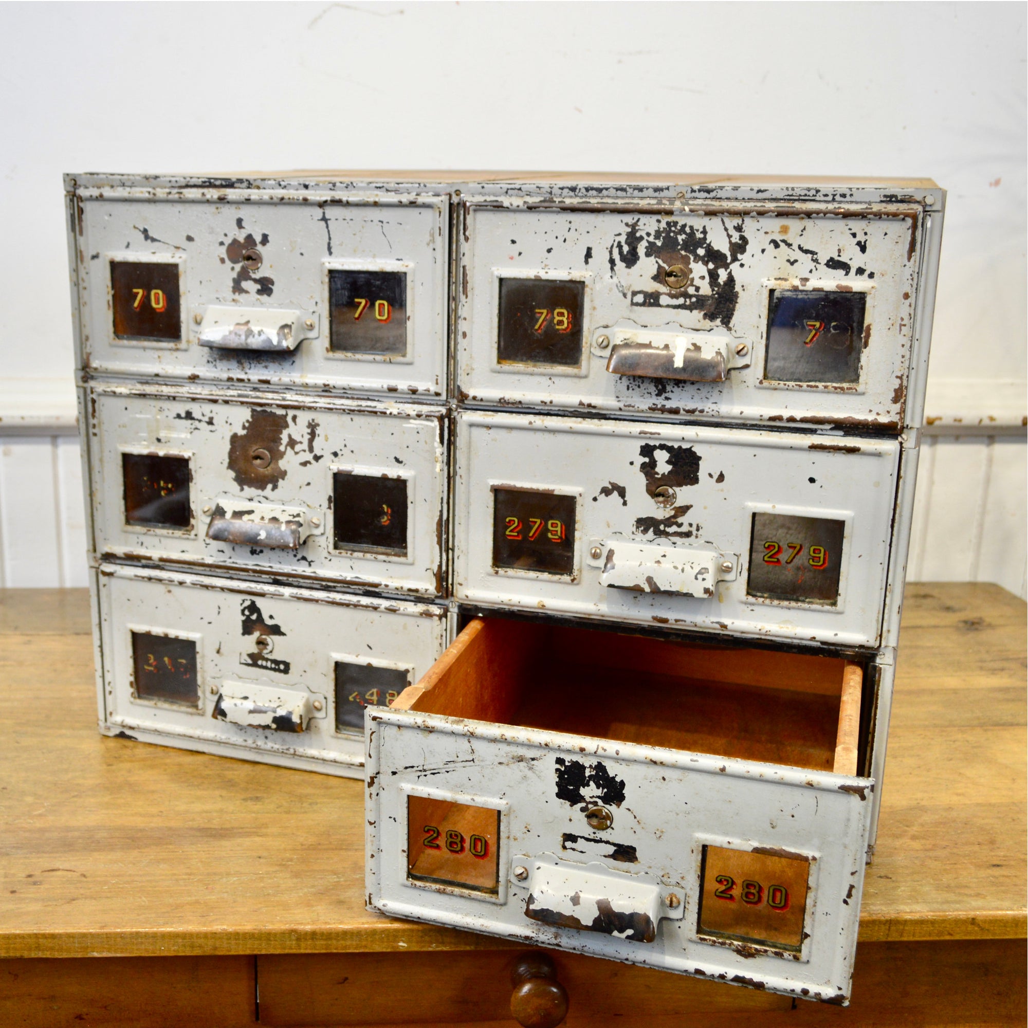 Antique 6 Drawer Interoffice Mail Box