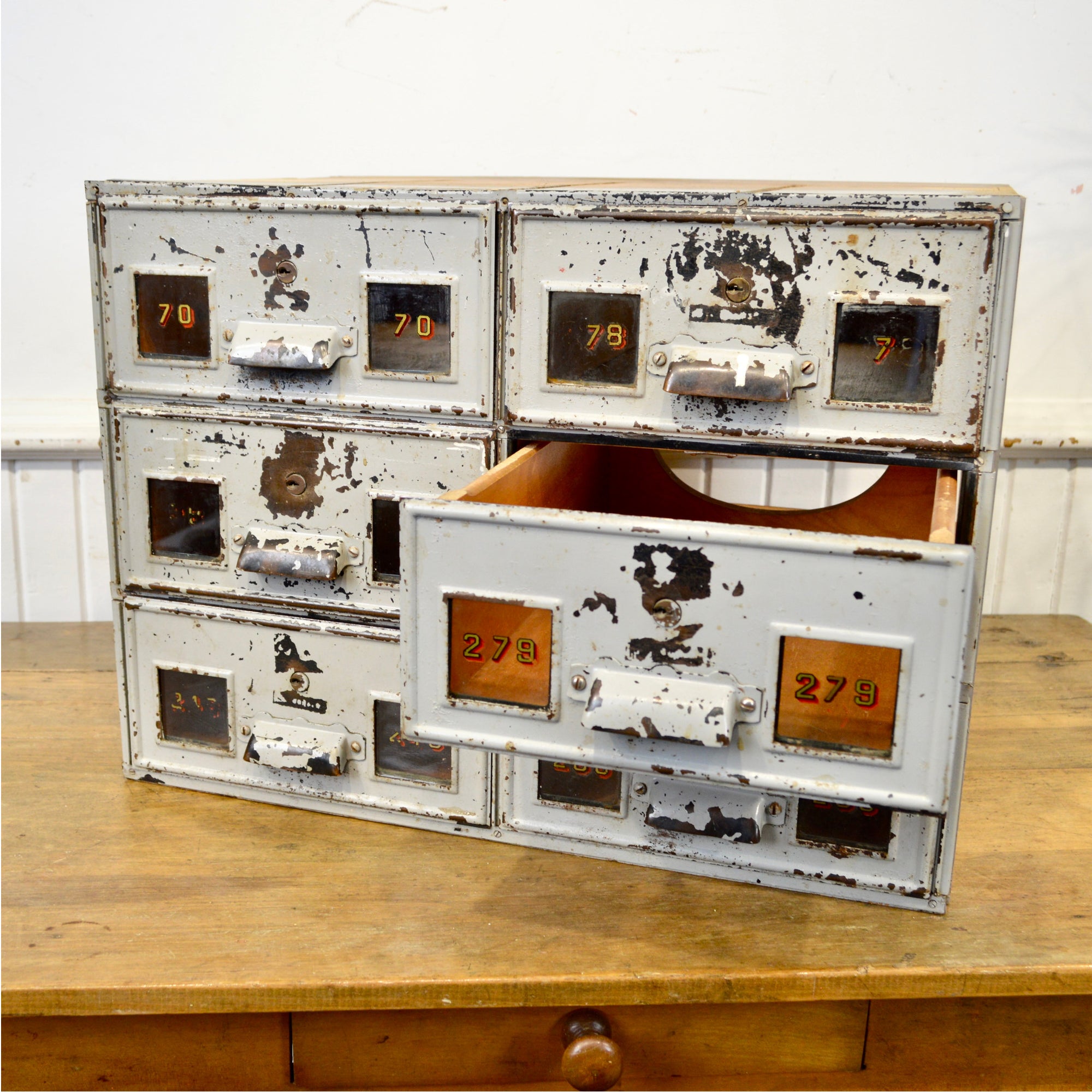 Antique 6 Drawer Interoffice Mail Box