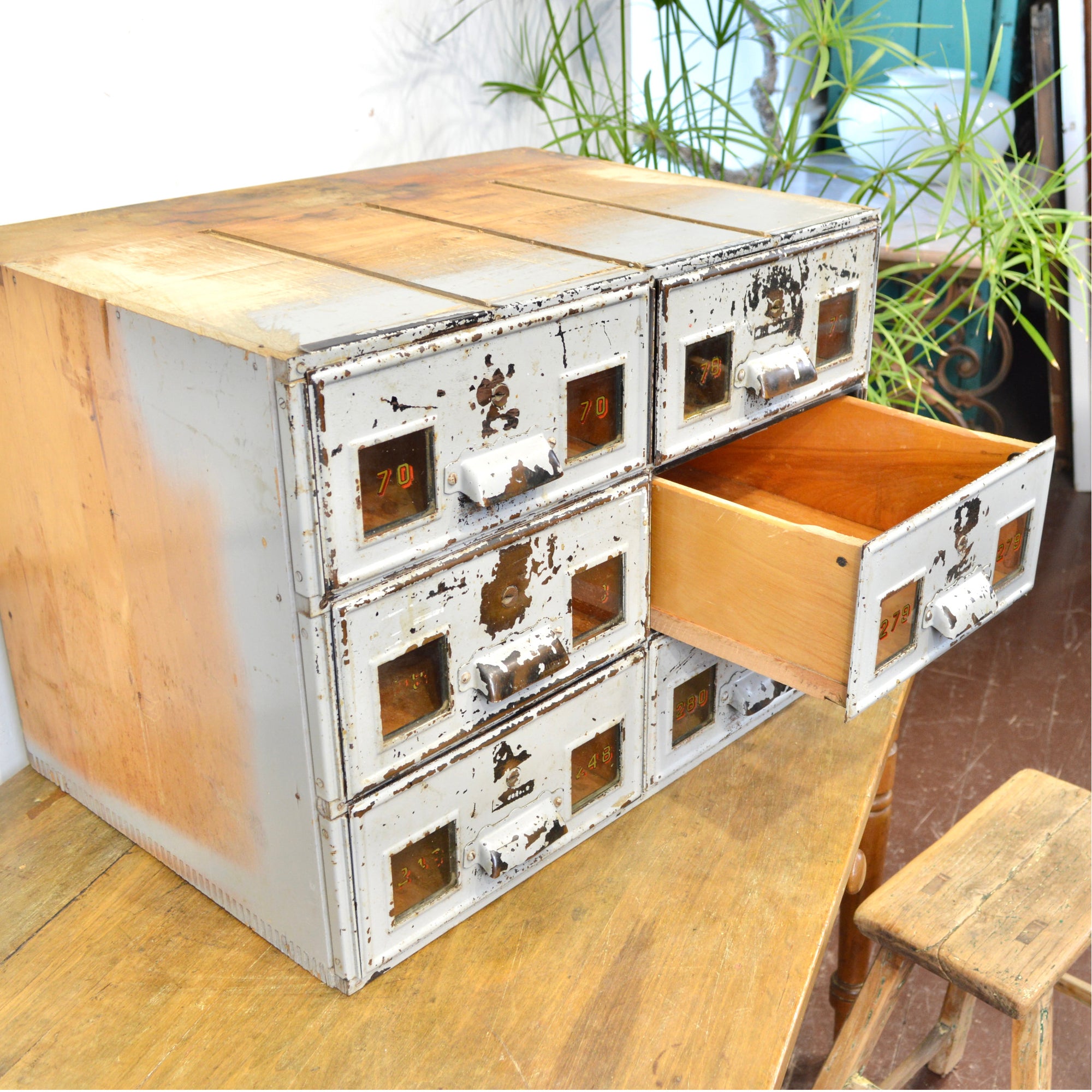 Antique 6 Drawer Interoffice Mail Box