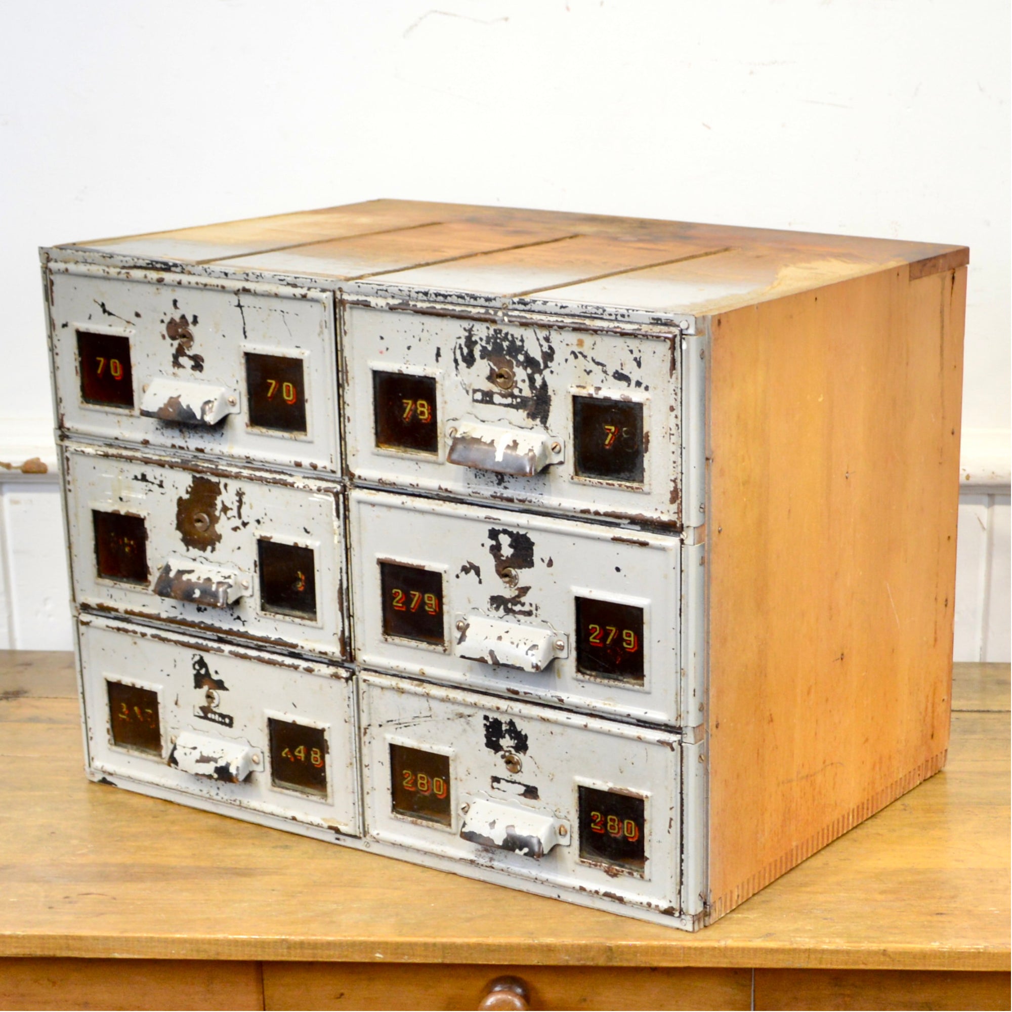 Antique 6 Drawer Interoffice Mail Box
