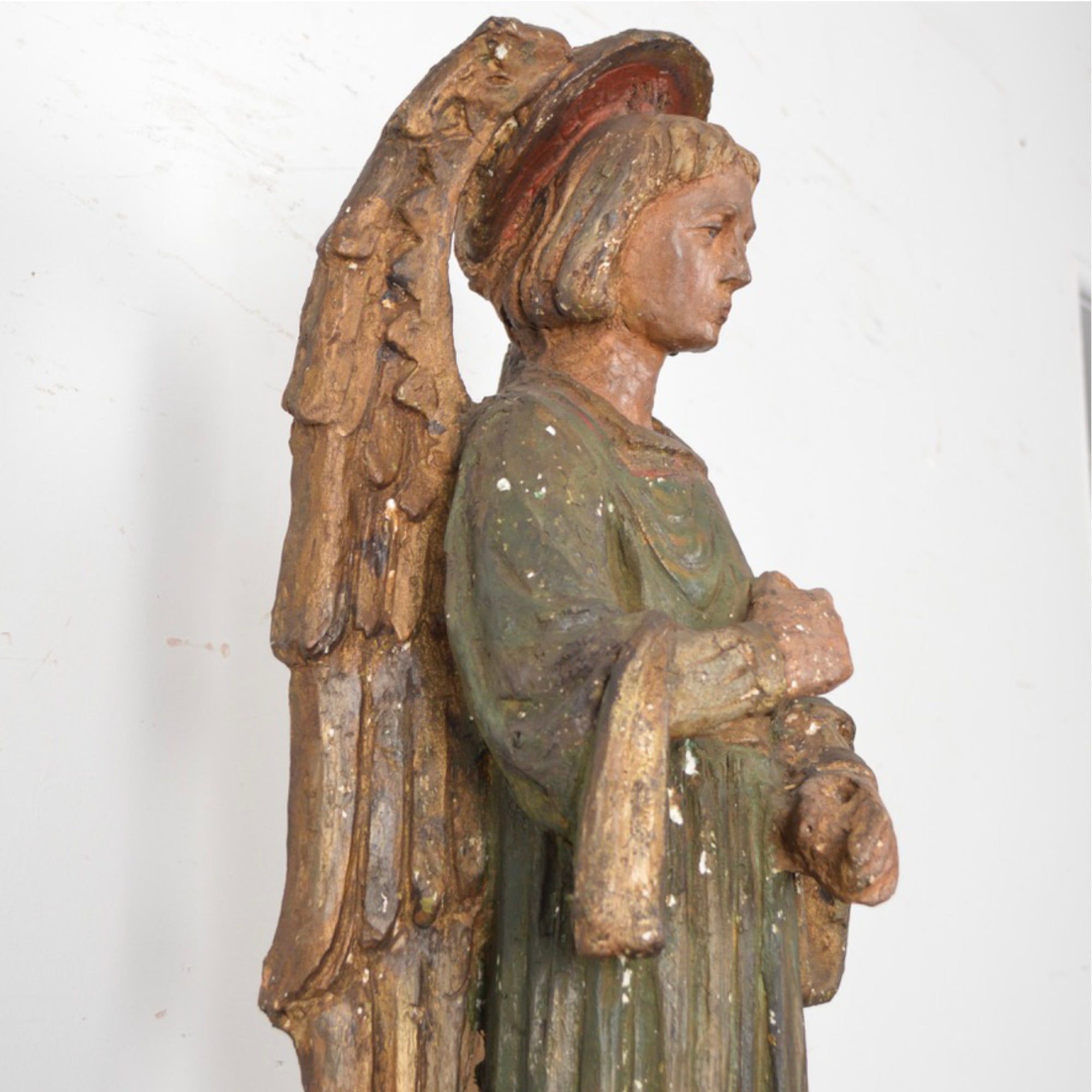 Painted Angel Sculpture Attributed to Charles Pizzano (1893–1987)