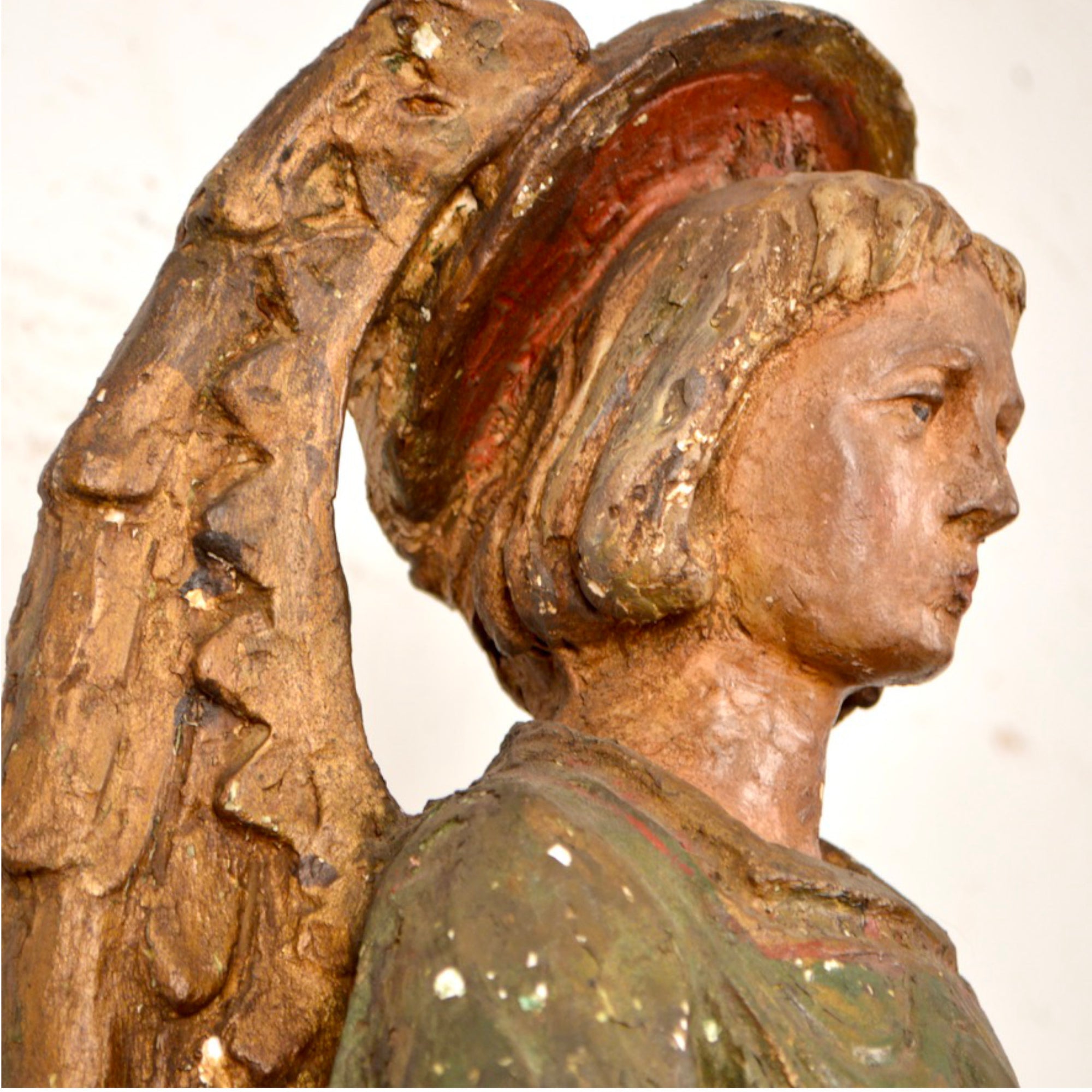 Painted Angel Sculpture Attributed to Charles Pizzano (1893–1987)