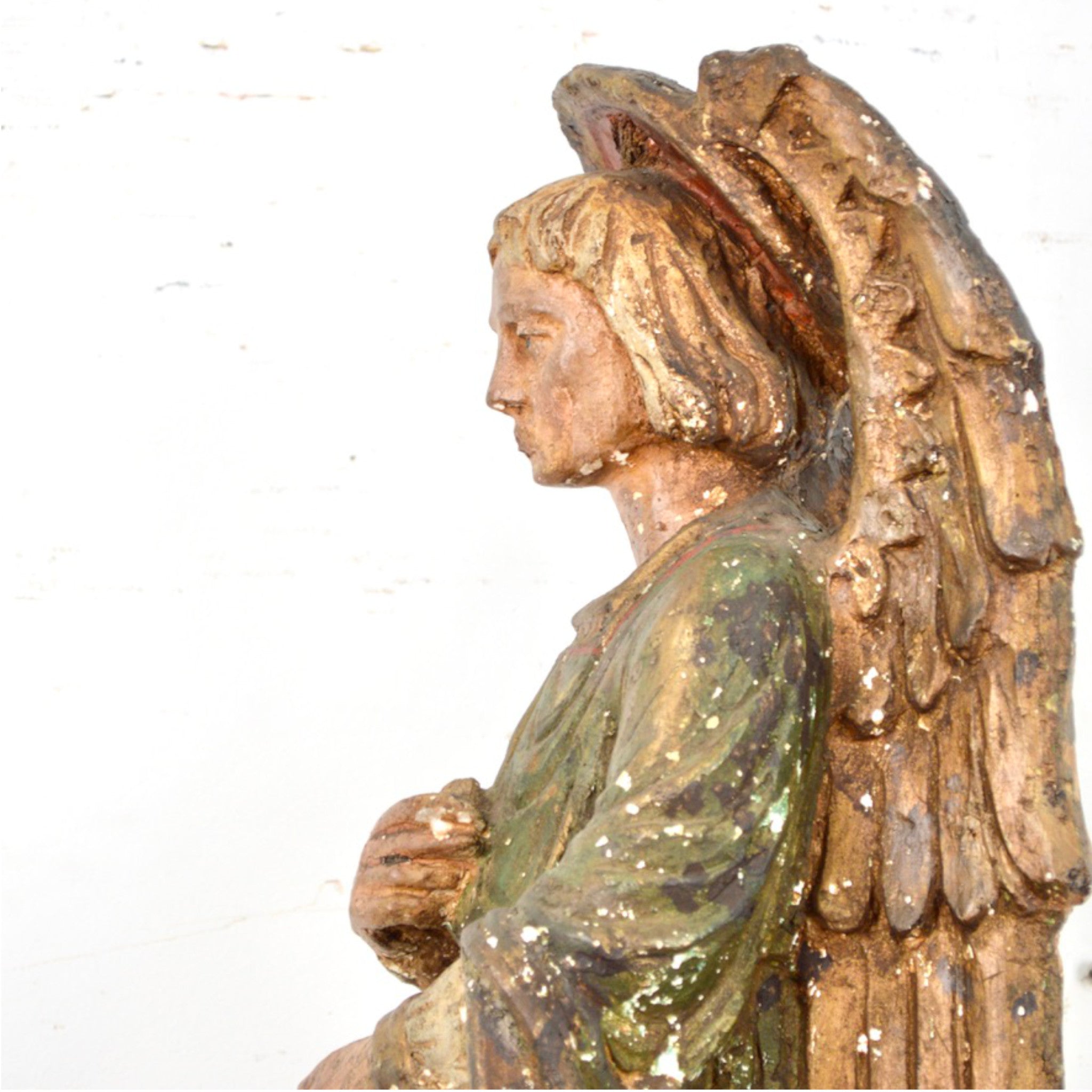 Painted Angel Sculpture Attributed to Charles Pizzano (1893–1987)