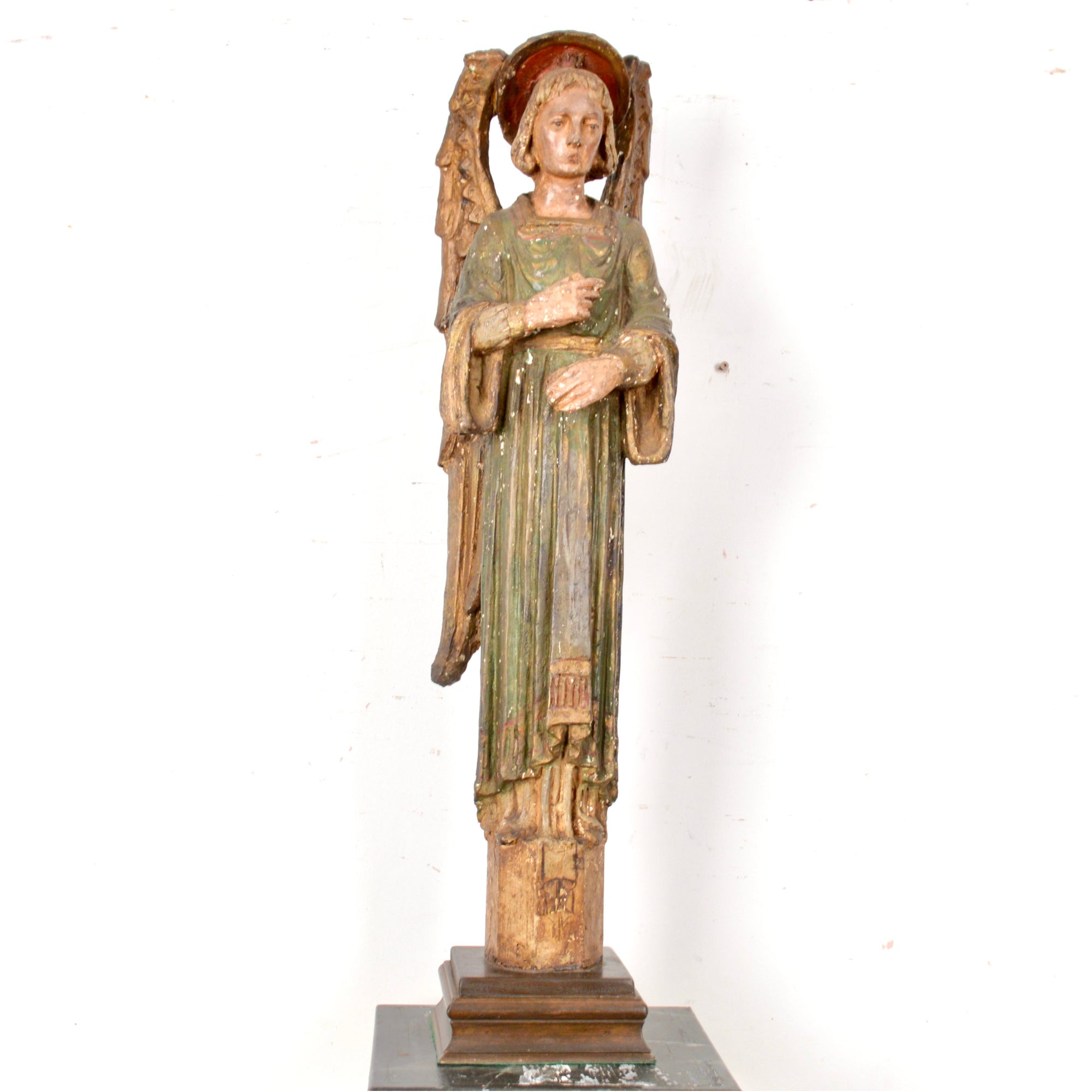 Painted Angel Sculpture Attributed to Charles Pizzano (1893–1987)