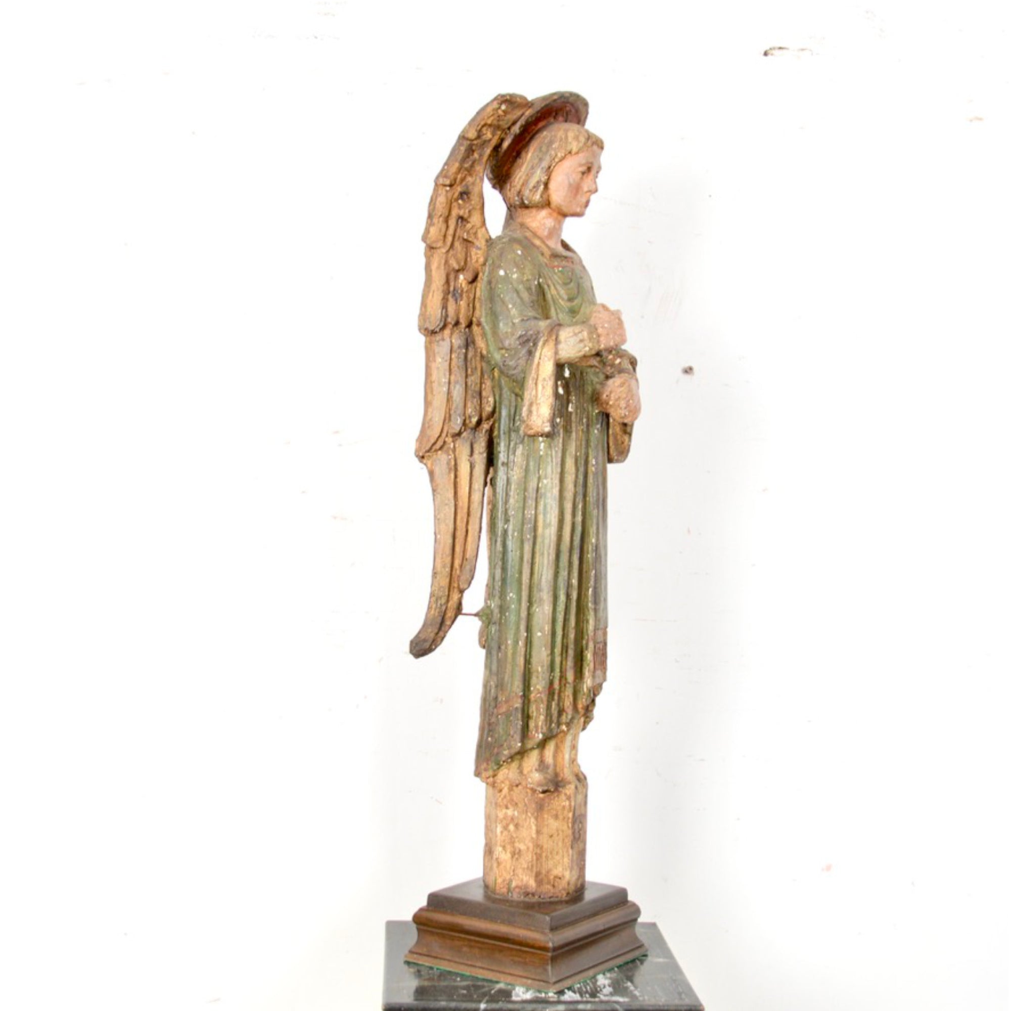Painted Angel Sculpture Attributed to Charles Pizzano (1893–1987)