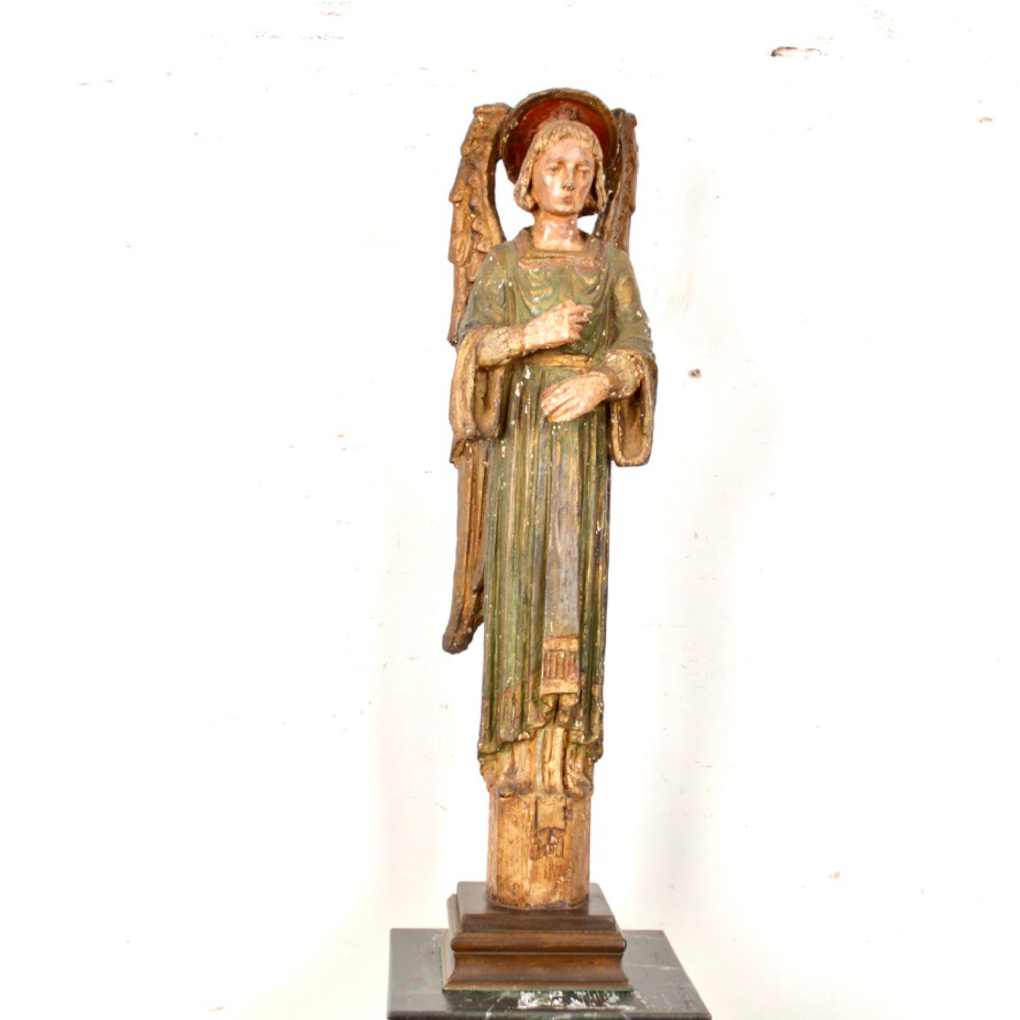 Painted Angel Sculpture Attributed to Charles Pizzano (1893–1987)